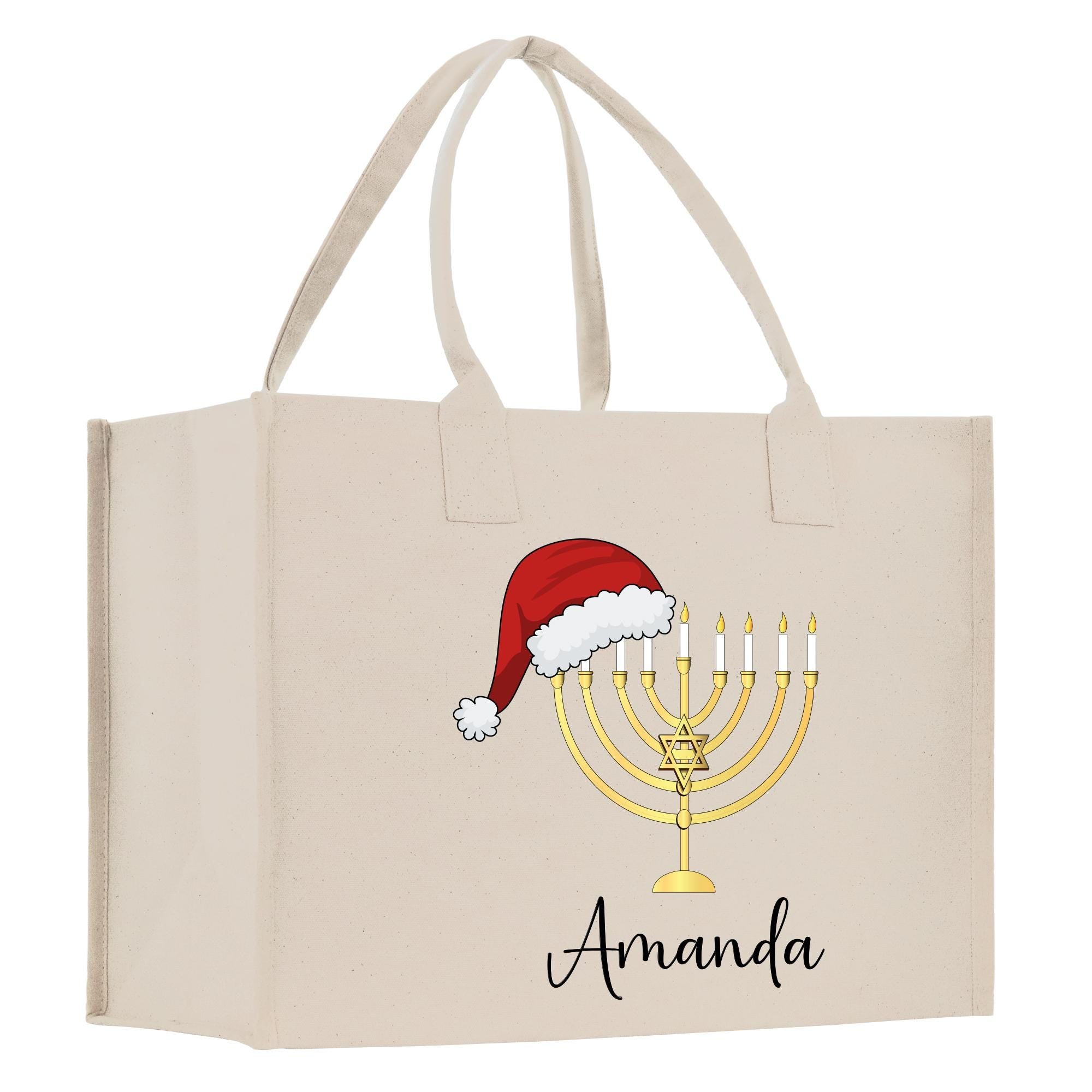 a christmas bag with a menorah on it