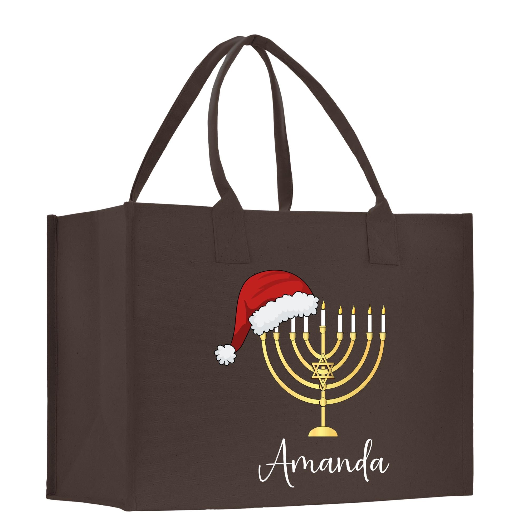 a brown bag with a menorah on it