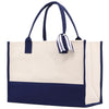 Monogram Tote Bag with 100% Cotton Canvas and a Chic Personalized Monogram Navy Blue