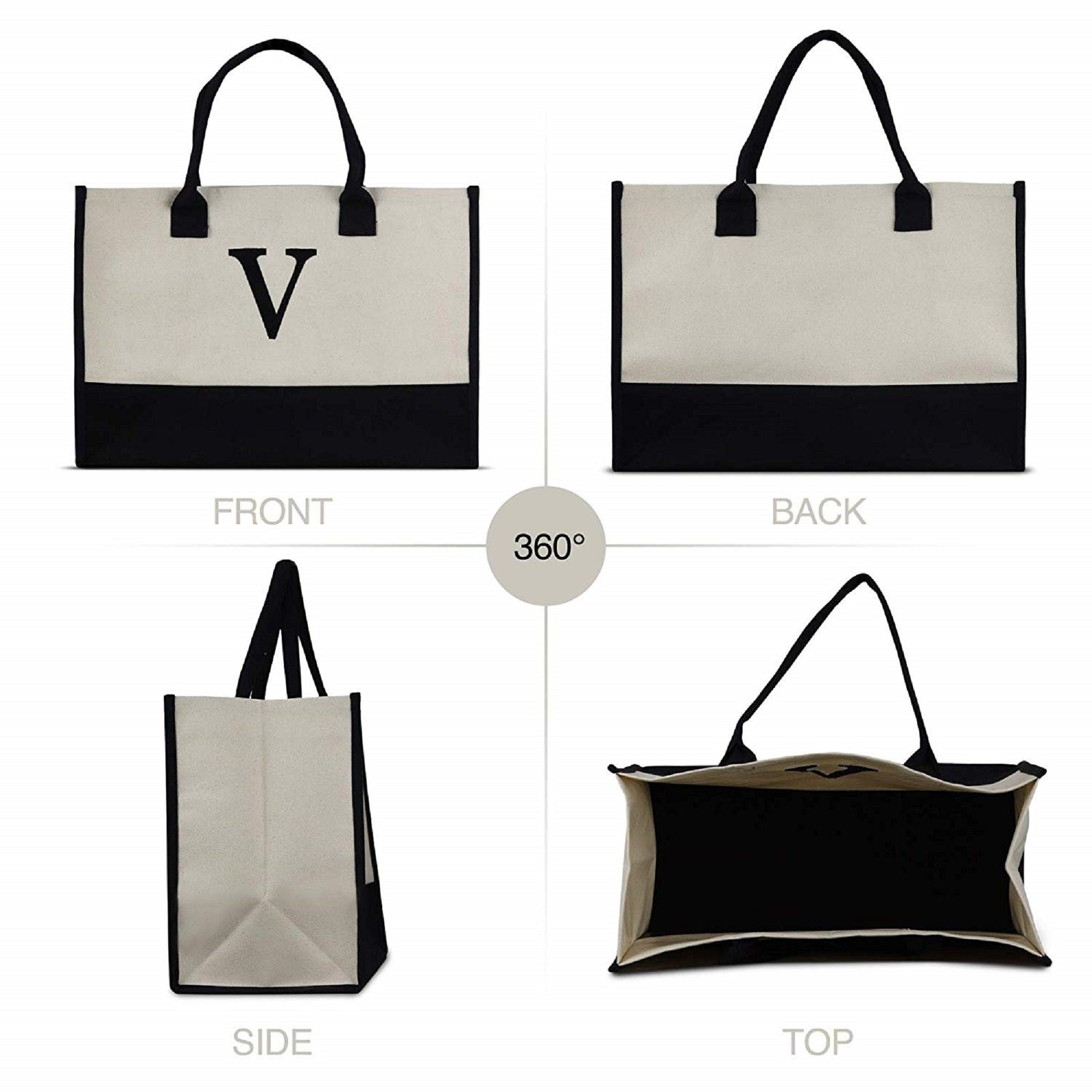 Canvas Tote Bag - Customize With Name Initial