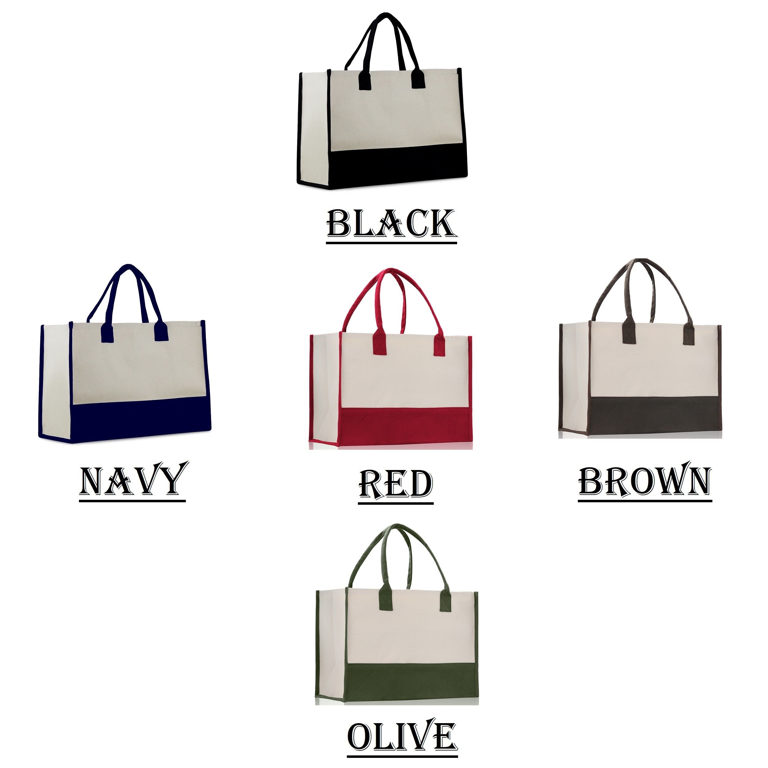 Customized Embroidered Name Tote Bag 100% Cotton Canvas and a Chic Personalized Tote Bag, Beach Bag, Market Bag, Bridesmaid Bag - Olive