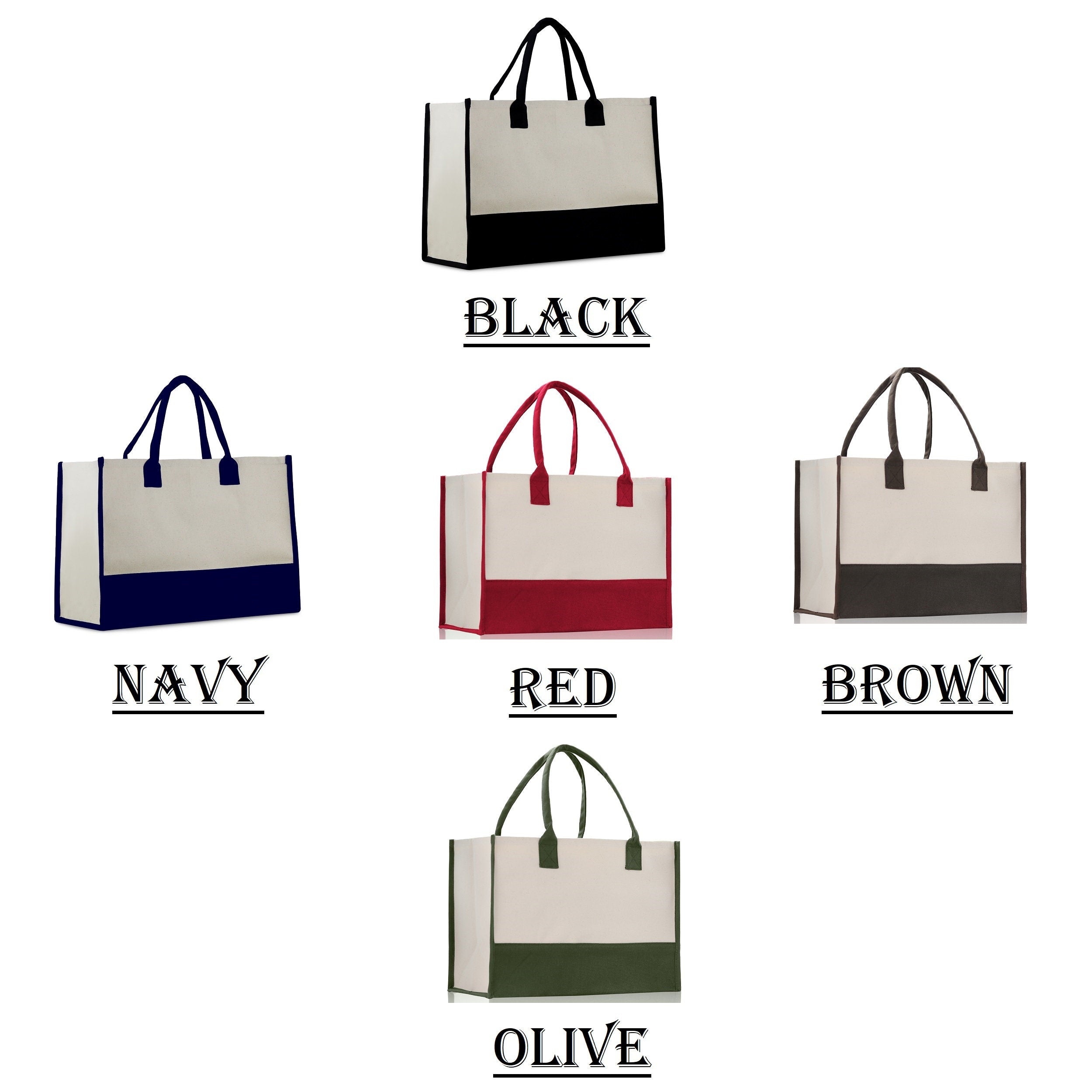 Customized Embroidered Name Tote Bag 100% Cotton Canvas and a Chic Personalized Tote Bag, Beach Bag, Market Bag, Bridesmaid Bag - Brown