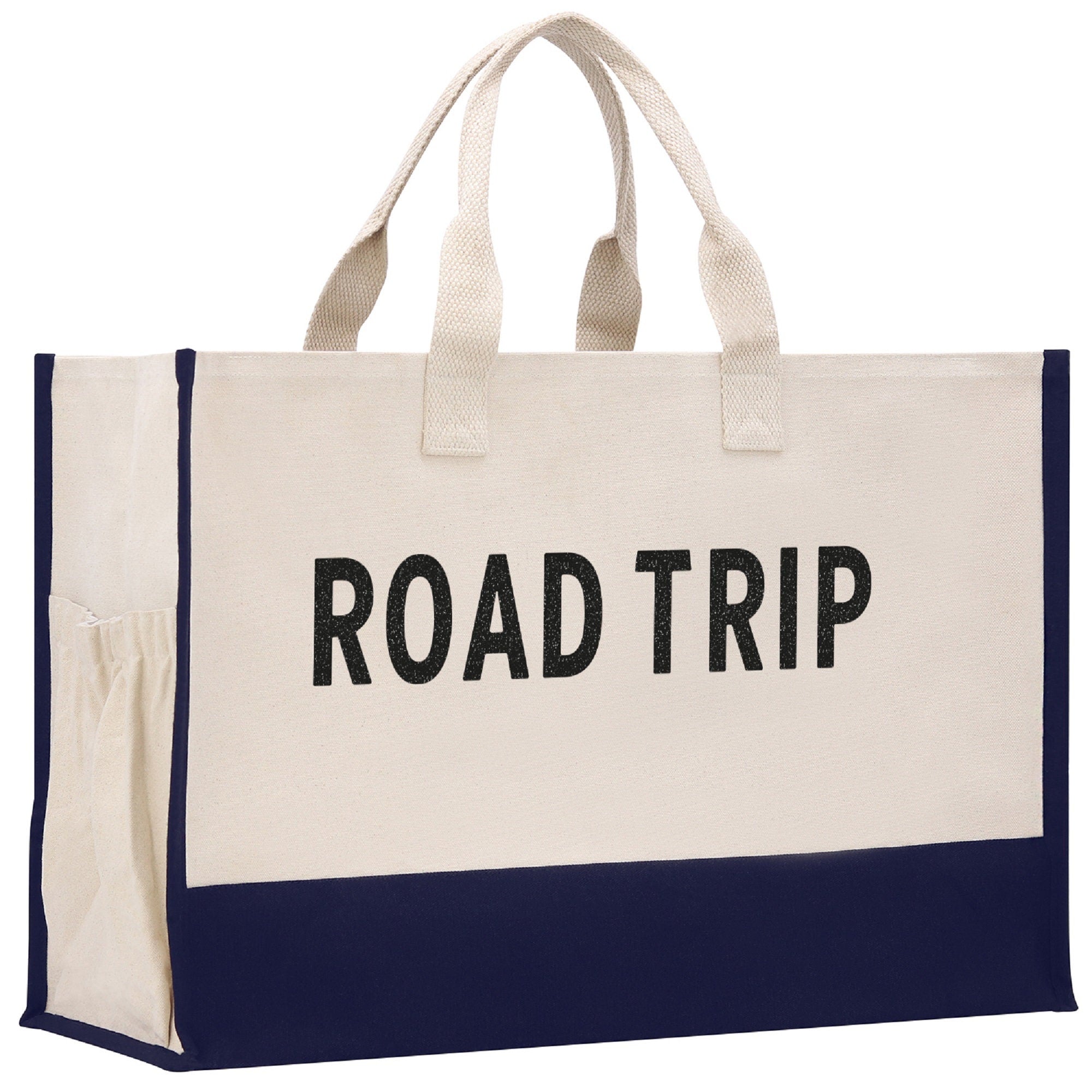 Road Trip Beach Tote Bag XL - Oversized Chic Tote Bag with Zipper and Inner Pockets - Gift for Her - Girls Weekend Tote - Weekender Bag