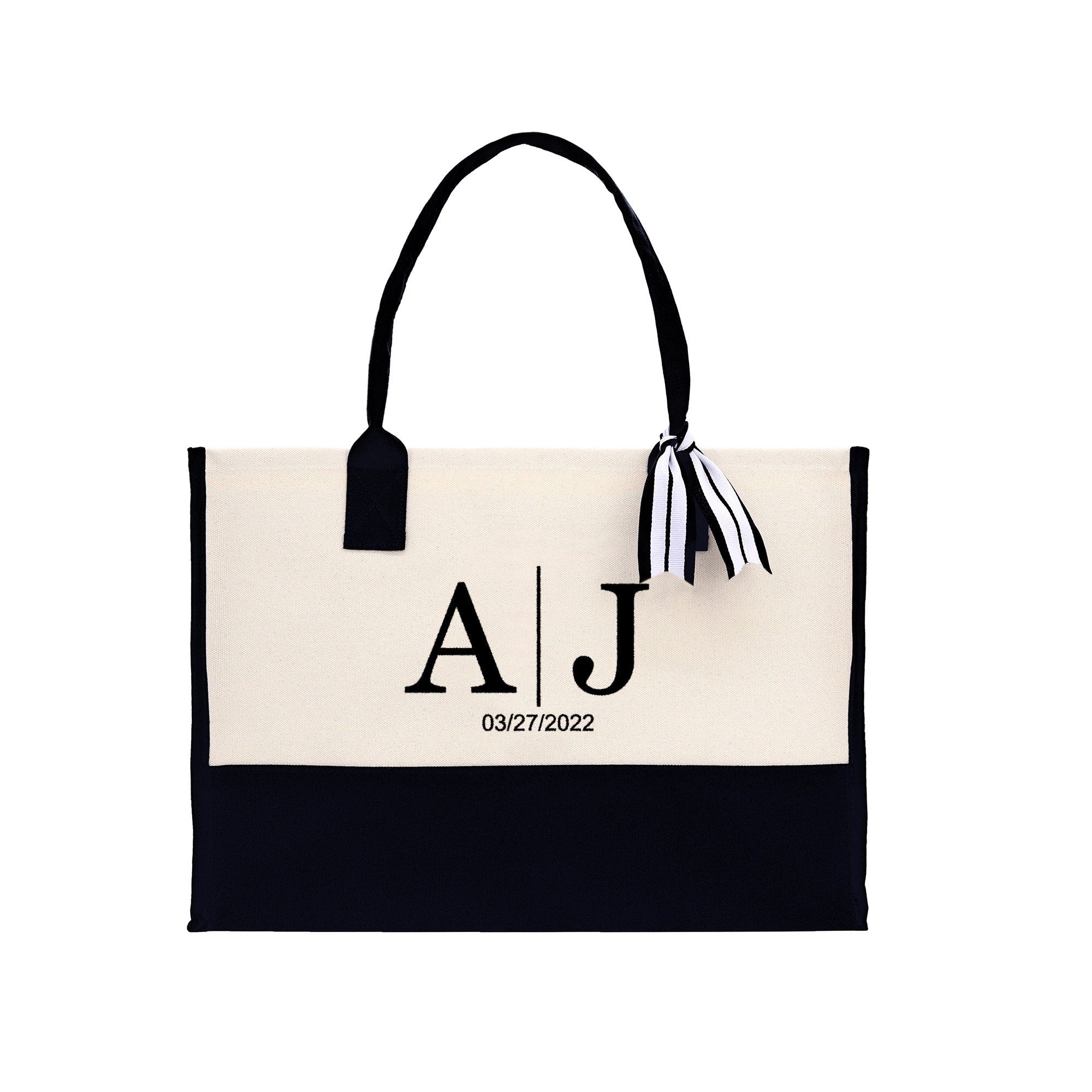 Canvas Bridal Party Tote Bag with Name & Date - Personalized Brides