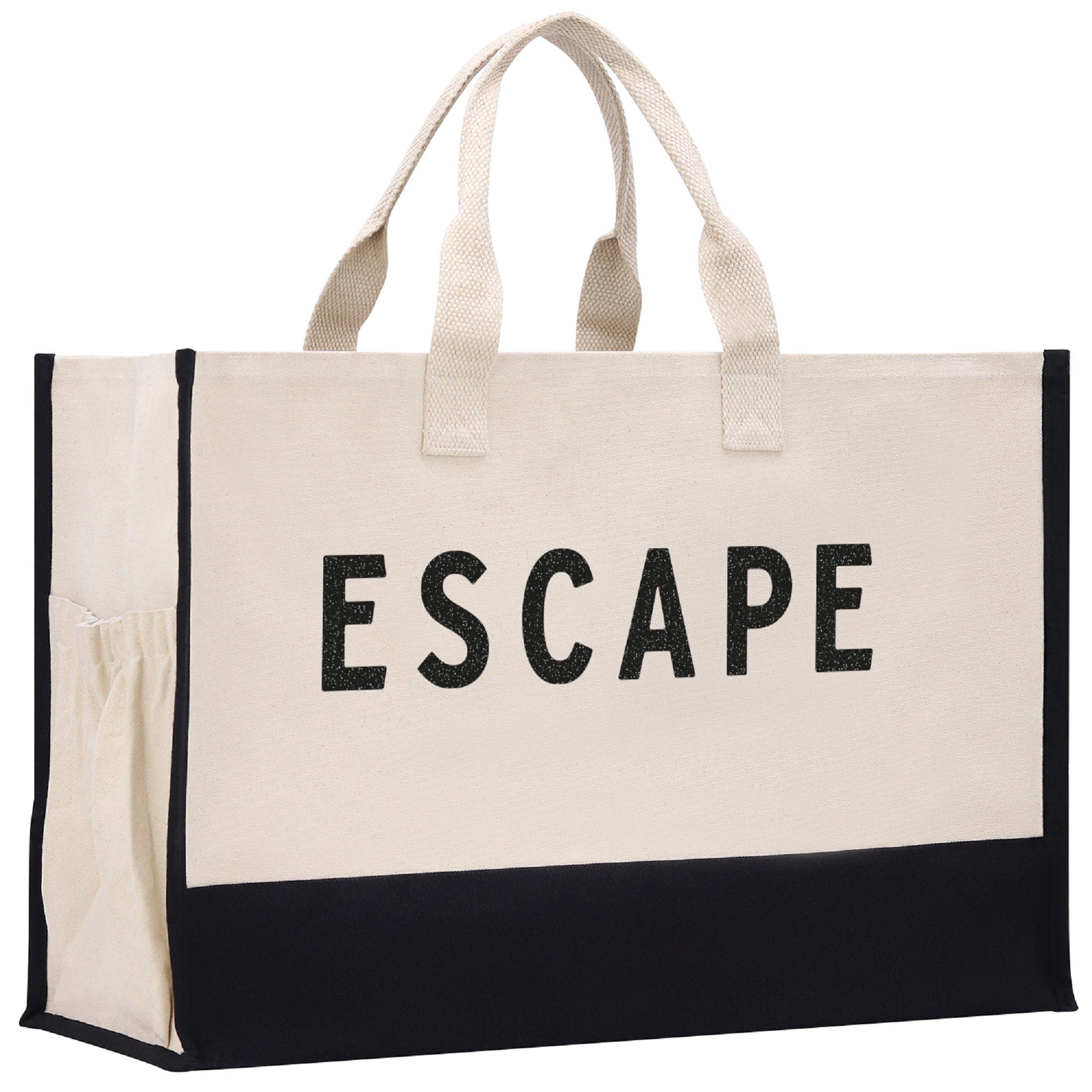 Escape Beach Tote Bag XL - Oversized Chic Tote Bag with Zipper and Inner Pocket -Gift for Her -Vacation Tote Bag -Weekender Bag -Travel Tote