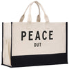 Peace Out Beach Tote Bag XL - Oversized Chic Tote Bag with Zipper and Inner Pockets - Gift for Her - Girls Weekend Tote - Weekender Bag