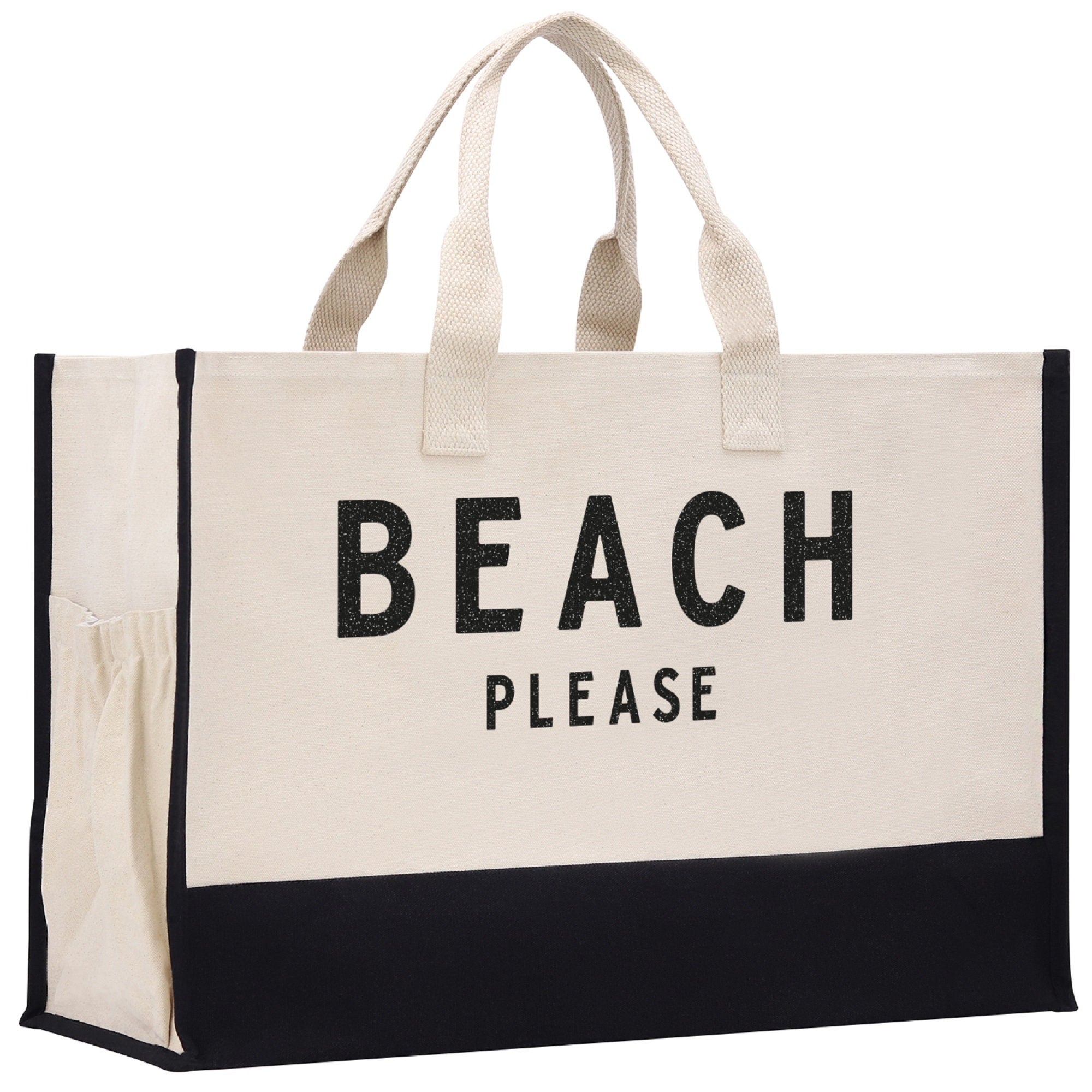 Beach Please Tote Bag XL - Oversized Chic Tote Bag with Zipper and Inner Pocket - Beach Bag for Women - Beach Tote - Gift for Her - Gift Bag