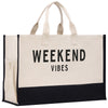 Weekend Vibes Beach Tote Bag XL - Oversized Chic Tote Bag with Zipper and Inner Pockets - Gift for Her - Girls Weekend Tote - Weekender Bag