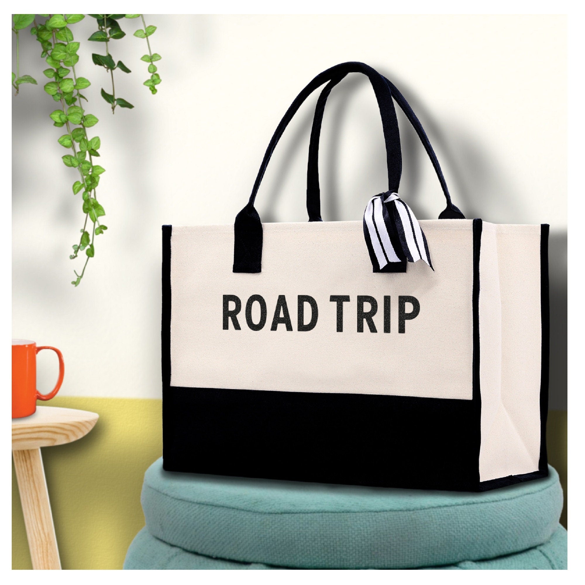 Road Trip Beach Tote Bag - Large Chic Tote Bag - Gift for Her - Vacation Tote Bag - Weekender Bag - Travel Tote