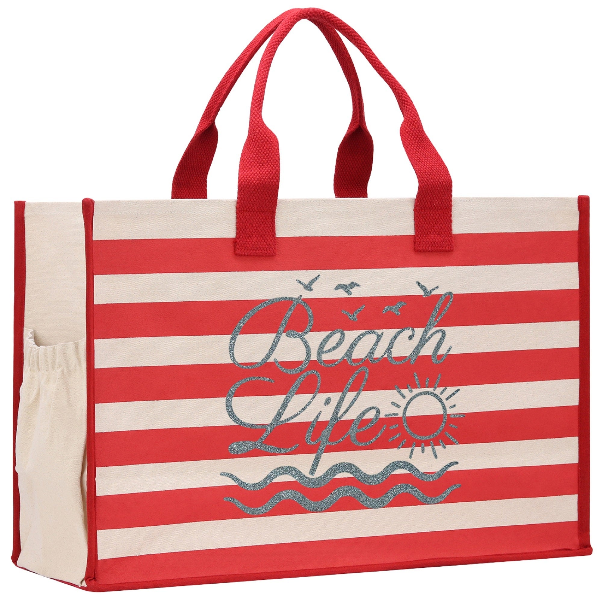 Beach Life Cabana Tote Bag XL - Oversized Chic Tote Bag with Zipper and Inner Pocket - Beach Bag for Women - Weekender Beach Tote