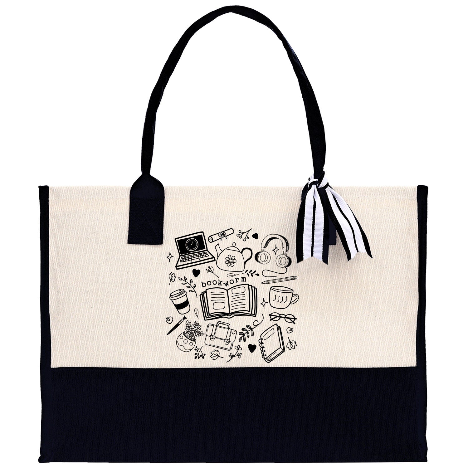 Floral Book Tote Bag Graduation Gift Library Tote School Bag Book worm Bookish Tote Wildflower Book Lover Gift Reader Bloom Canvas Tote