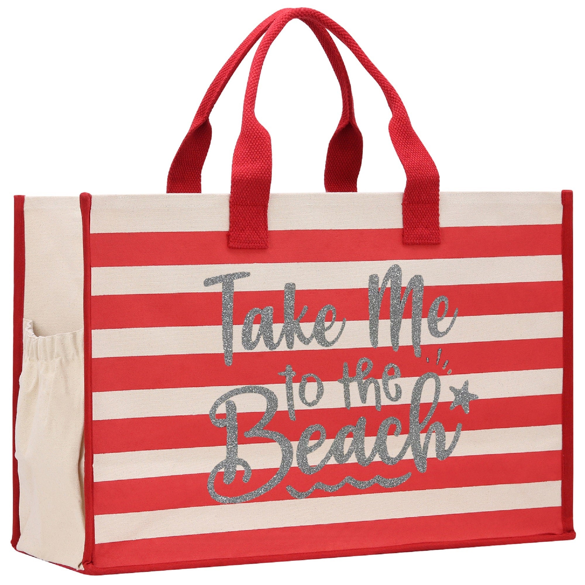 Take Me To The Beach Cabana Tote Bag XL - Oversized Chic Tote Bag with Zipper and Inner Pocket - Beach Bag for Women - Weekender Beach Tote