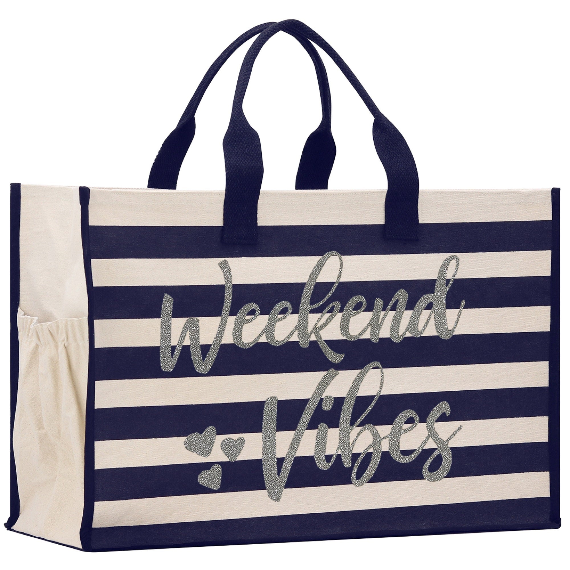 Weekend Vibes Cabana Tote Bag XL - Oversized Chic Tote Bag with Zipper and Inner Pocket - Beach Bag for Women - Weekender Beach Tote