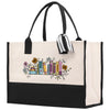 Floral Book Tote Bag Graduation Gift Library Tote School Bag Book worm Bookish Tote Wildflower Book Lover Gift Reader Bloom Canvas Tote