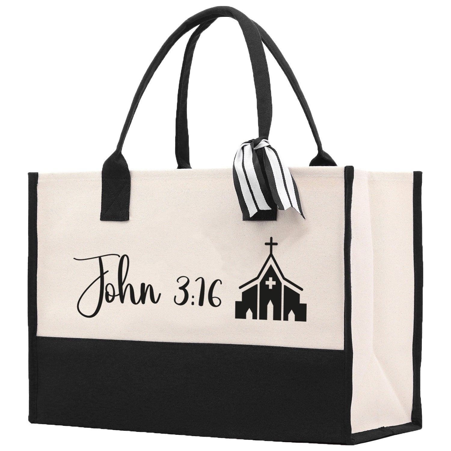 John 3:16 Religious Tote Bag for Women Bible Verse Canvas Tote Bag Religious Gifts Bible Verse Gift Church Tote Bag