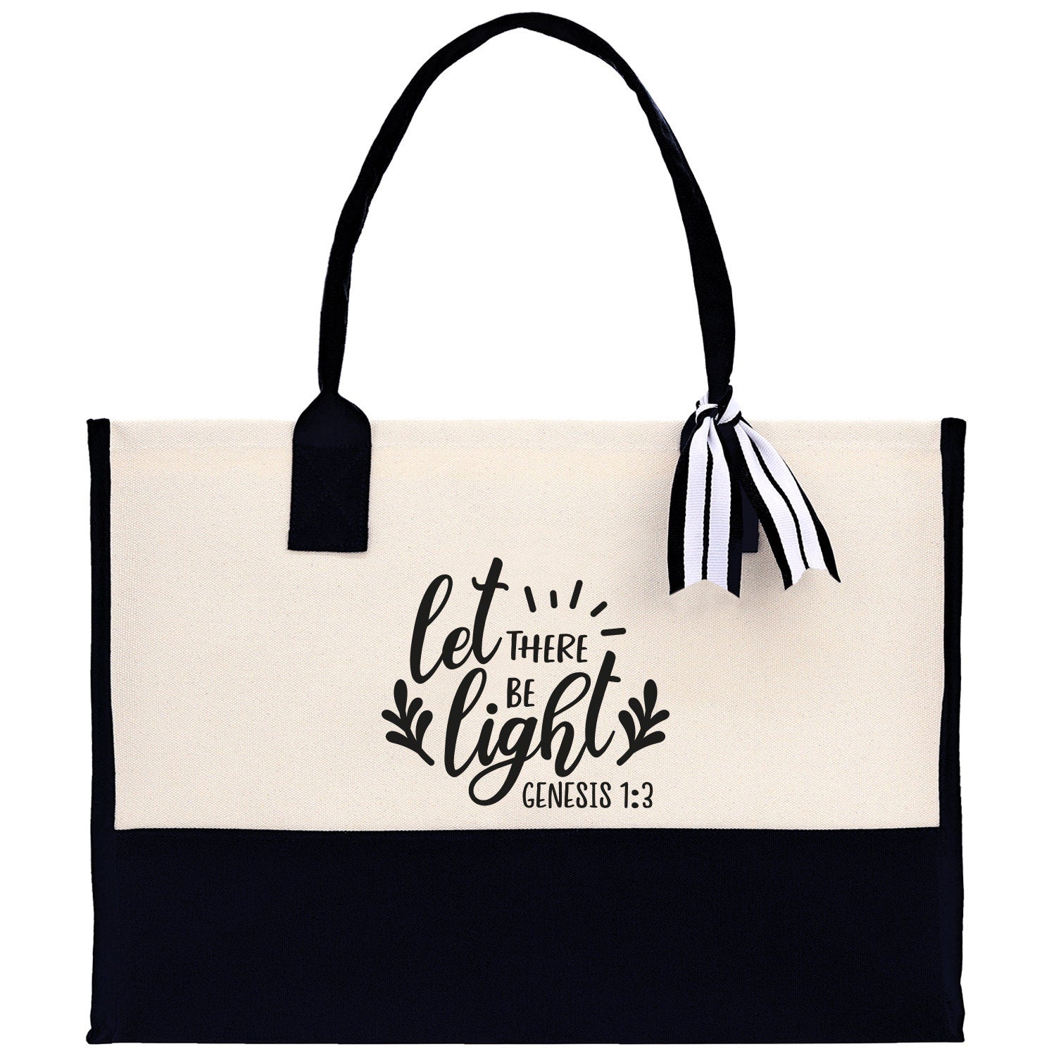 Let There Be Light Genesis 1:3 Religious Tote Bag for Women Bible Verse Canvas Tote Bag Religious Gifts Bible Verse Gift Church Tote Bag