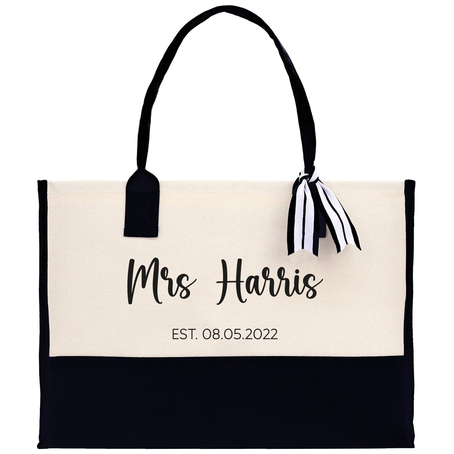 Mrs. Last Name Est Year Tote Bag Personalized Date Wedding Tote Bridal –  Vanessa Rosella
