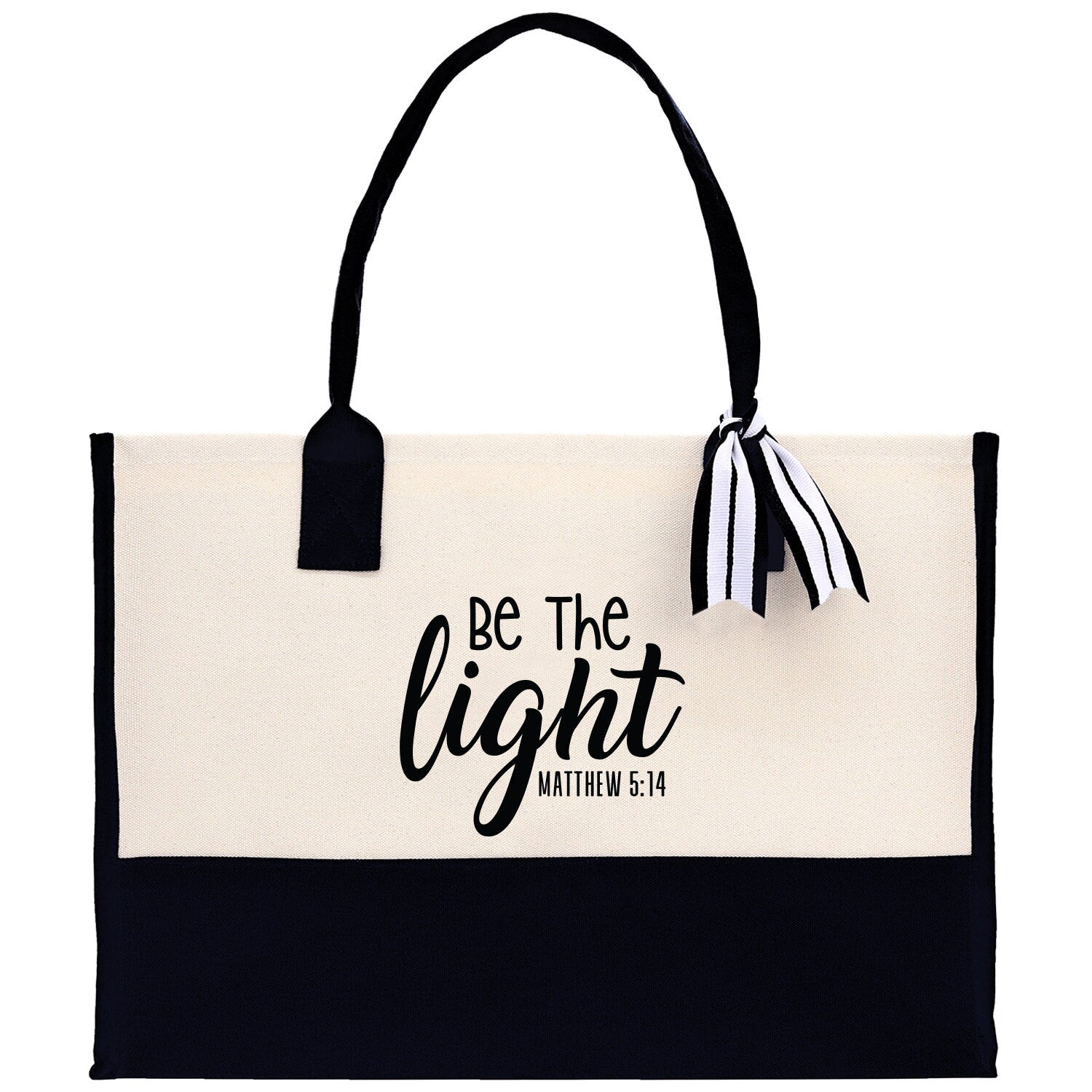 Be The Light Matthew 5:14 Religious Tote Bag for Women Bible Verse Canvas Tote Bag Religious Gifts Bible Verse Gift Church Tote Bag