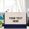 Customized XL Beach Tote Bag with Glitter Vinyl Option - Oversized Chic Tote Bag with Zipper and Inner Pocket - Personalized Weekender Bag