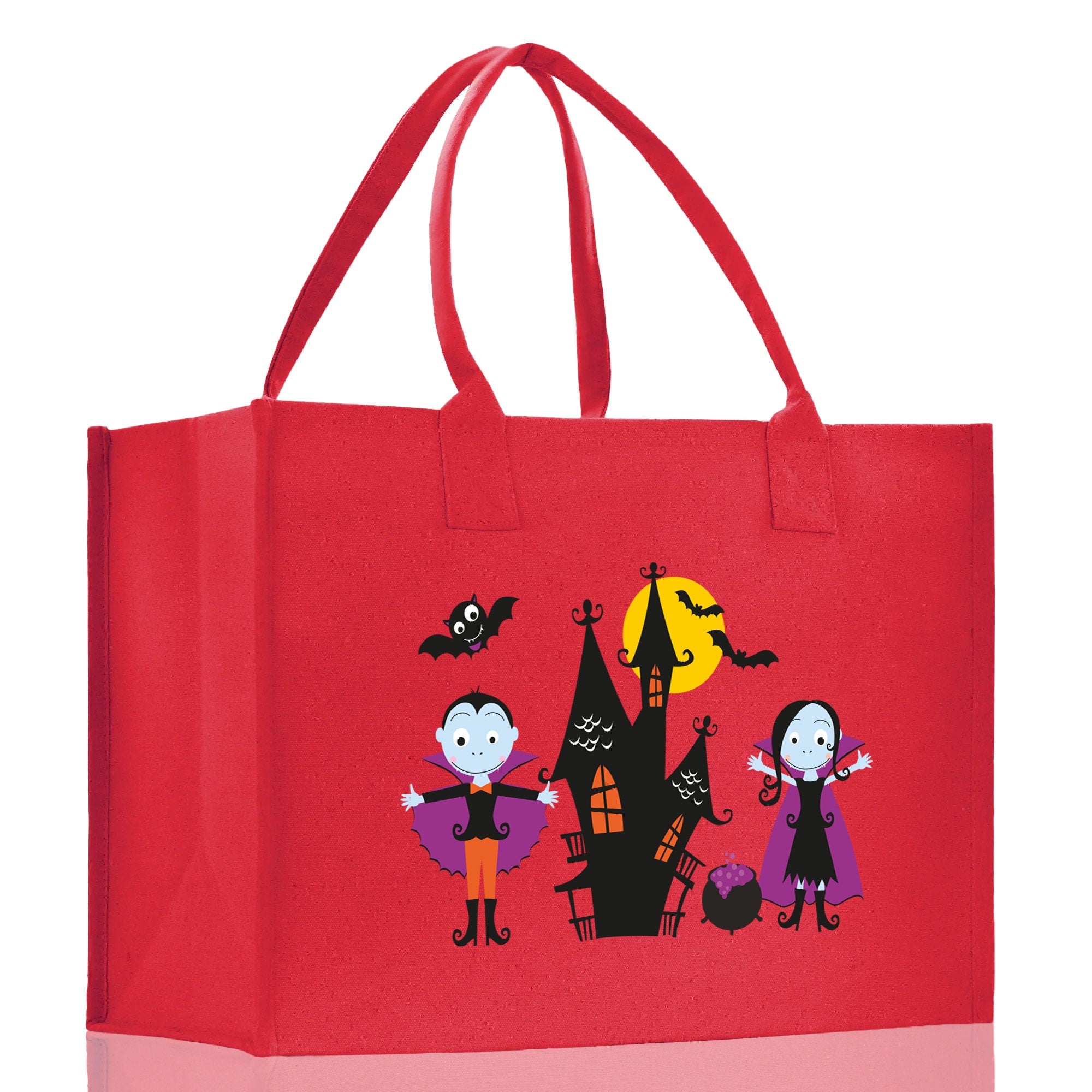 Halloween Trick or Treat Tote Bag Halloween Tote Bag for Kids Halloween Gift Halloween Candy Bag Halloween Doodles Cute Canvas Tote Bag