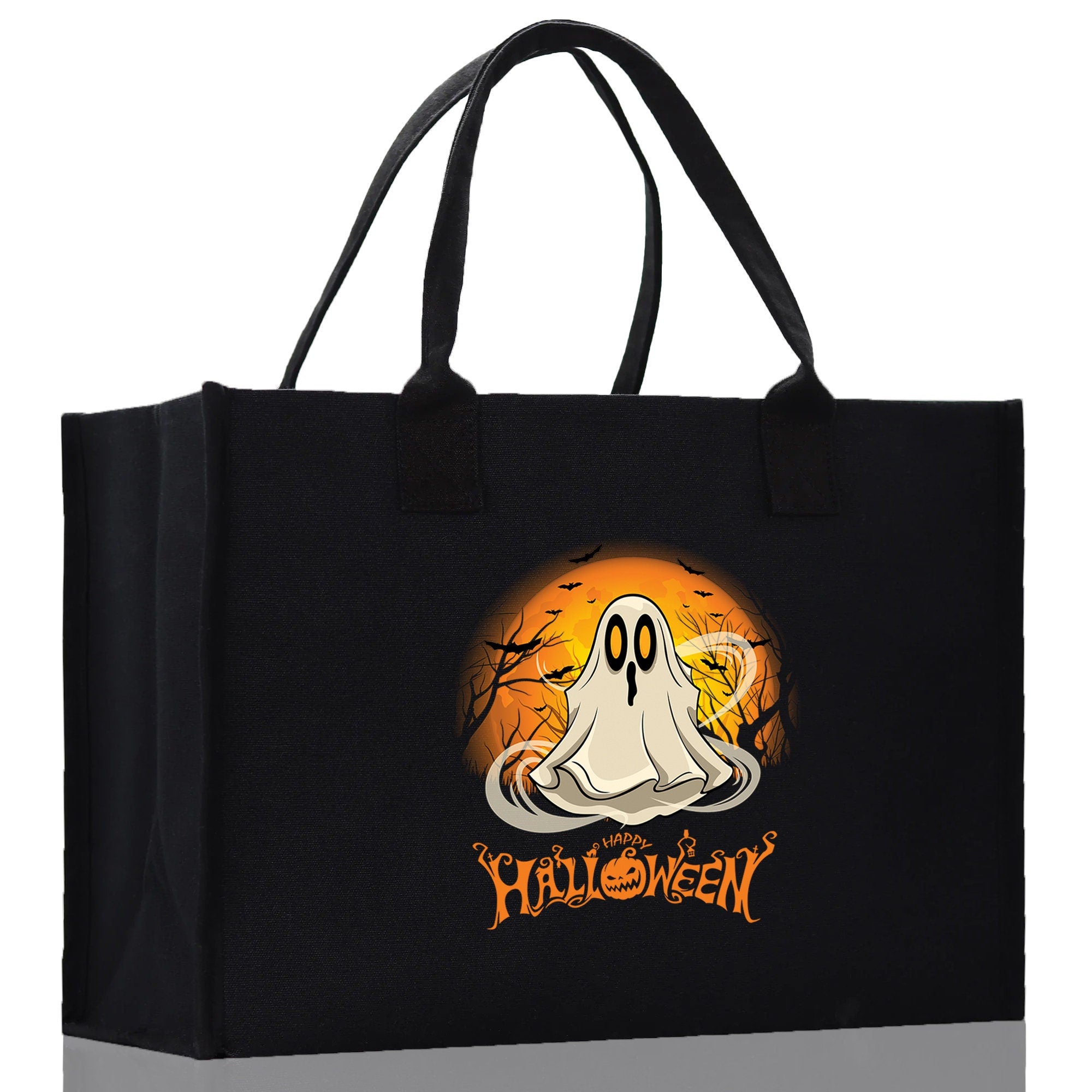 Halloween Trick or Treat Tote Bag Halloween Tote Bag for Kids Halloween Gift Halloween Candy Bag Halloween Doodles Cute Canvas Tote Bag