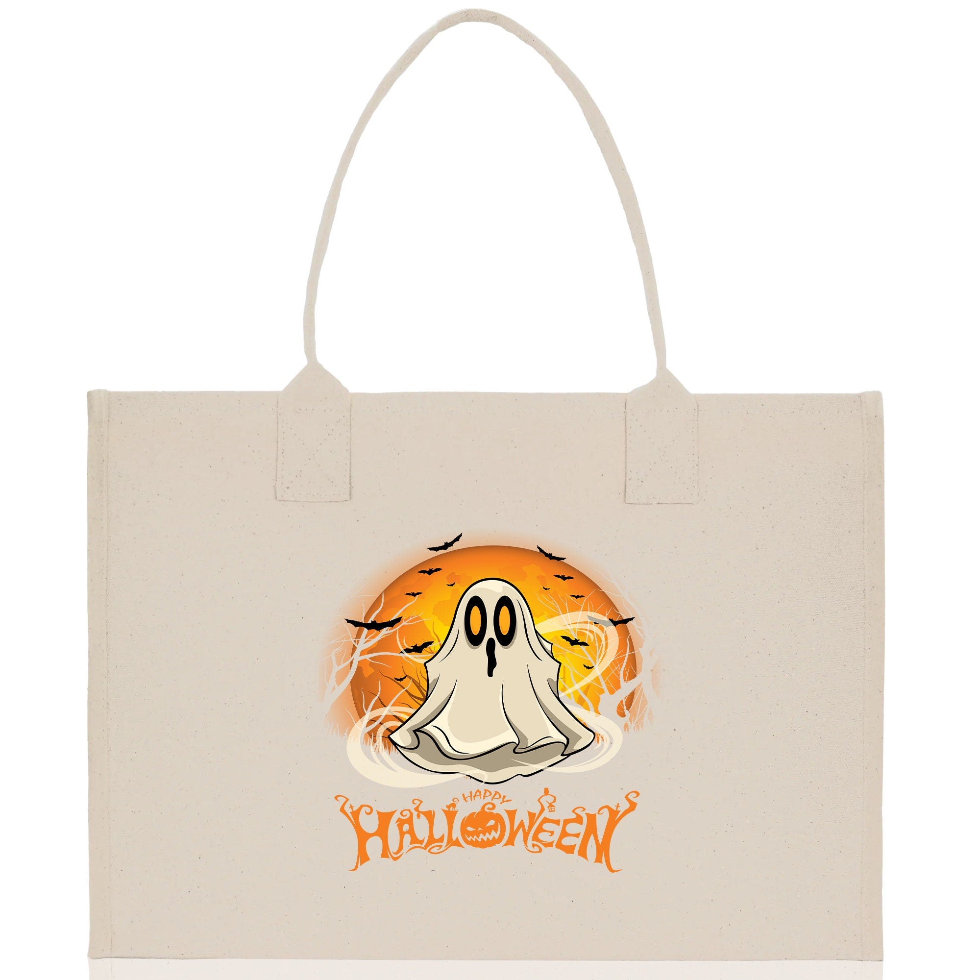 Halloween Trick or Treat Tote Bag Halloween Tote Bag for Kids Halloween Gift Halloween Candy Bag Halloween Doodles Cute Canvas Tote Bag