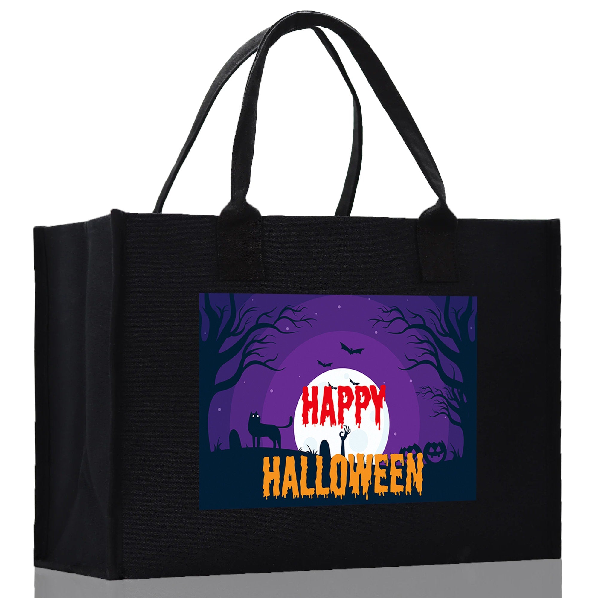 Halloween Trick or Treat Tote Bag Halloween Tote Bag for Kids Halloween Gift Halloween Candy Bag Halloween Doodles Cute Canvas Tote Bag