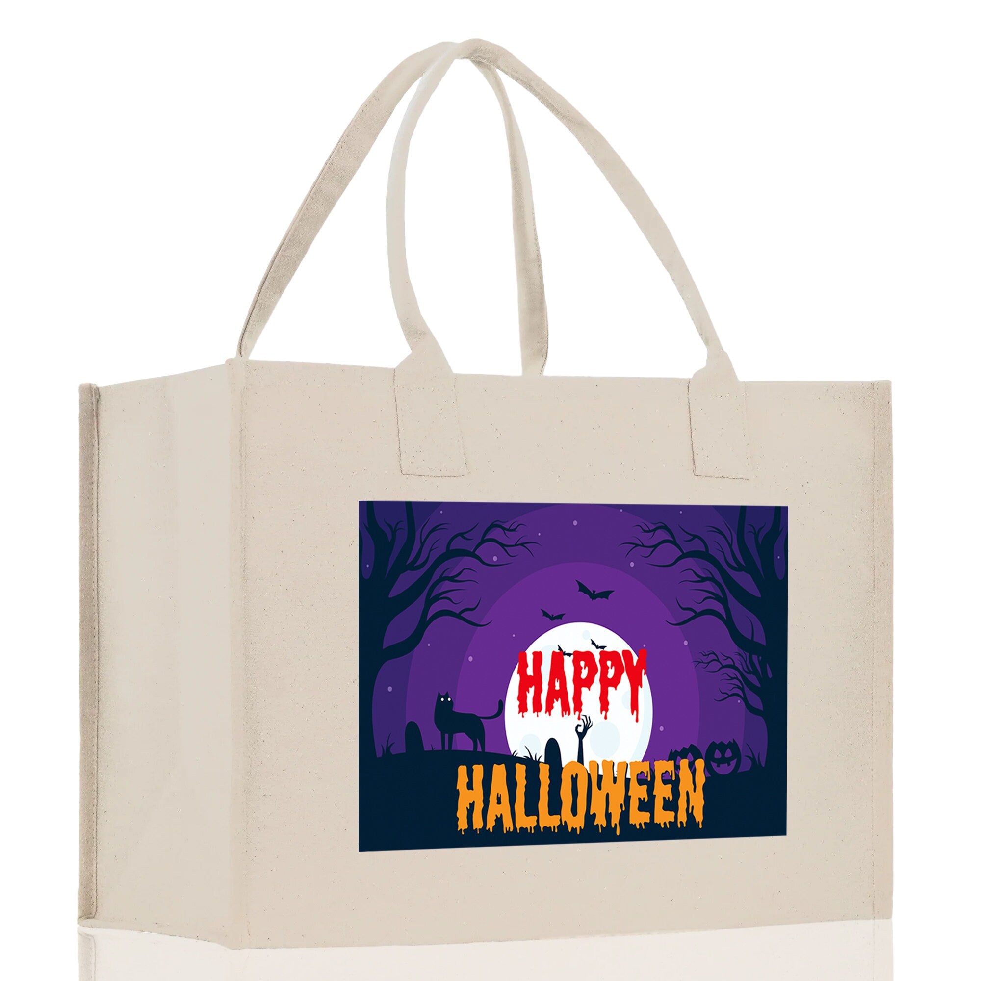 Halloween Trick or Treat Tote Bag Halloween Tote Bag for Kids Halloween Gift Halloween Candy Bag Halloween Doodles Cute Canvas Tote Bag