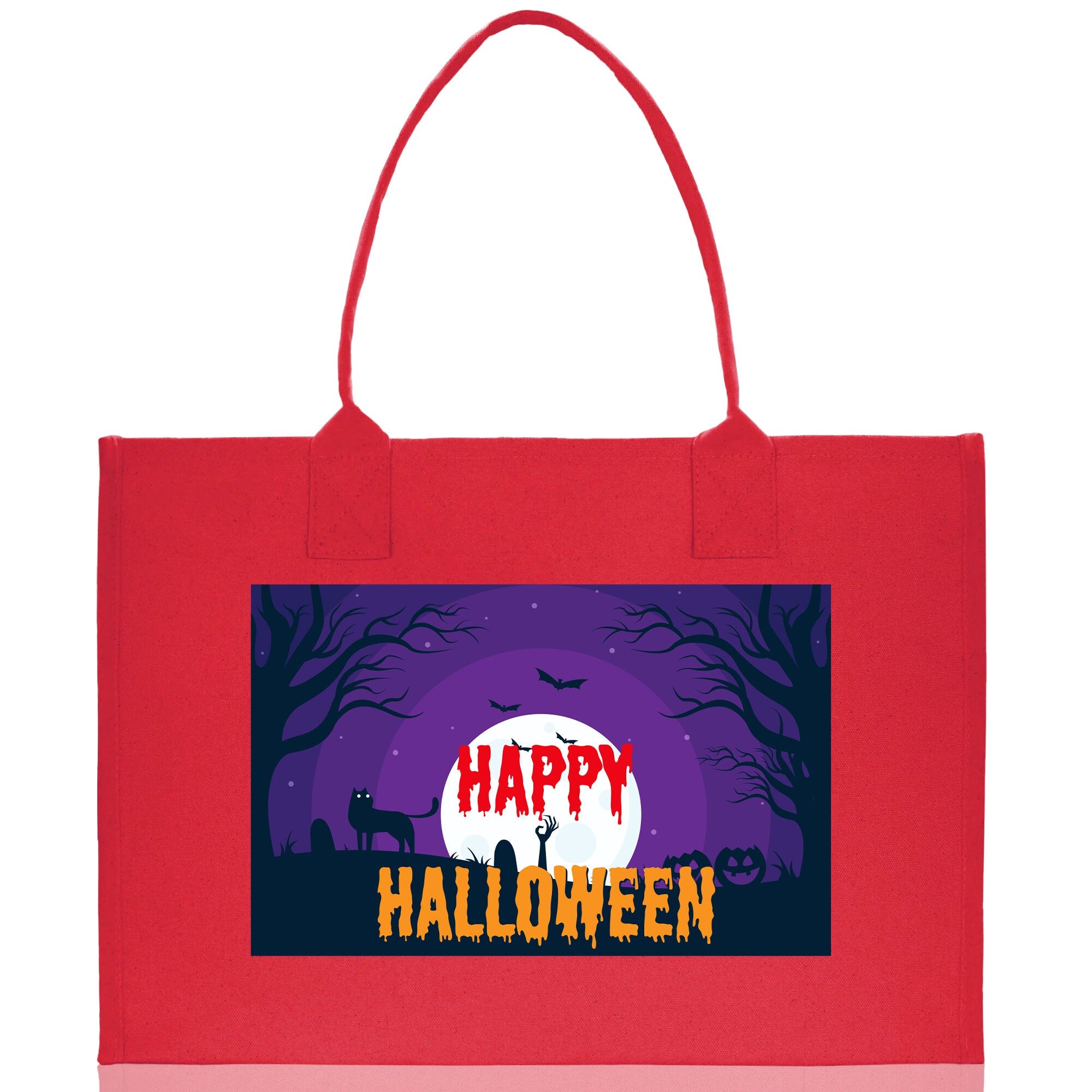 Halloween Trick or Treat Tote Bag Halloween Tote Bag for Kids Halloween Gift Halloween Candy Bag Halloween Doodles Cute Canvas Tote Bag