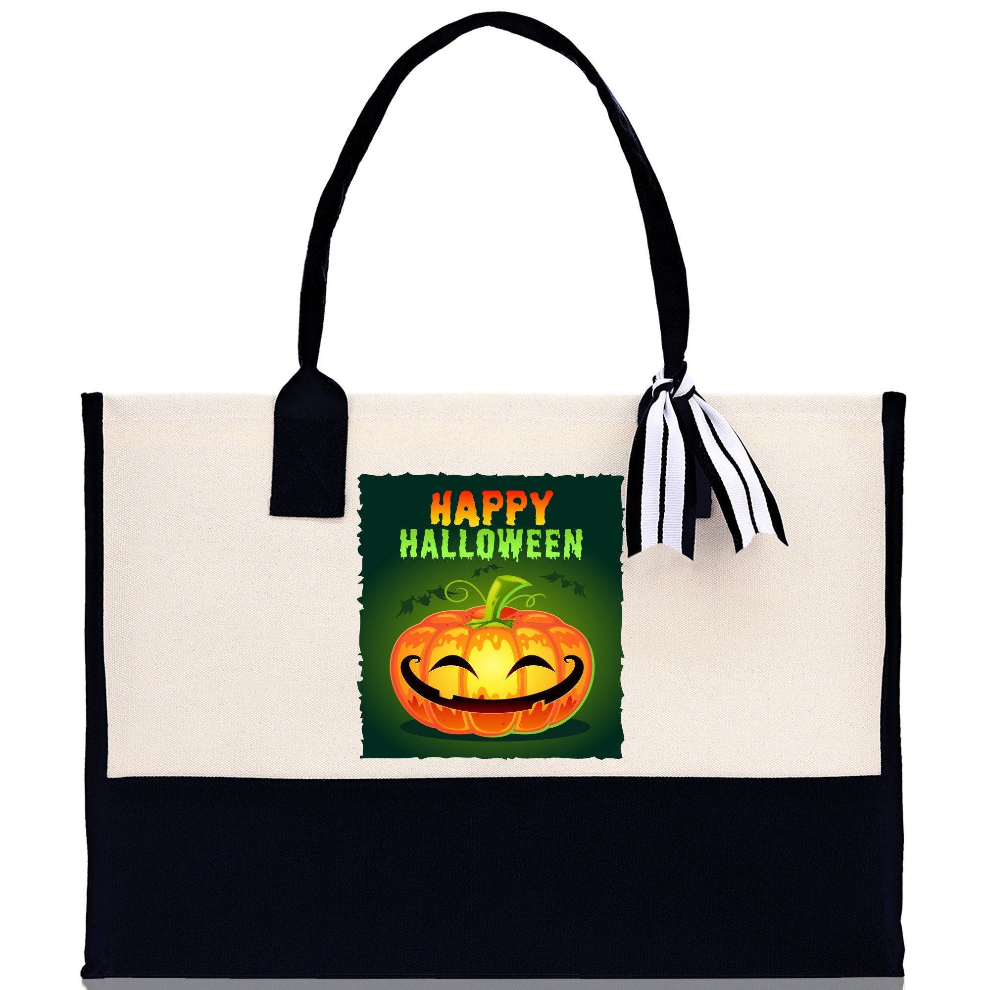 Halloween Trick or Treat Tote Bag Halloween Tote Bag for Kids Halloween Gift Halloween Candy Bag Halloween Doodles Cute Canvas Tote Bag