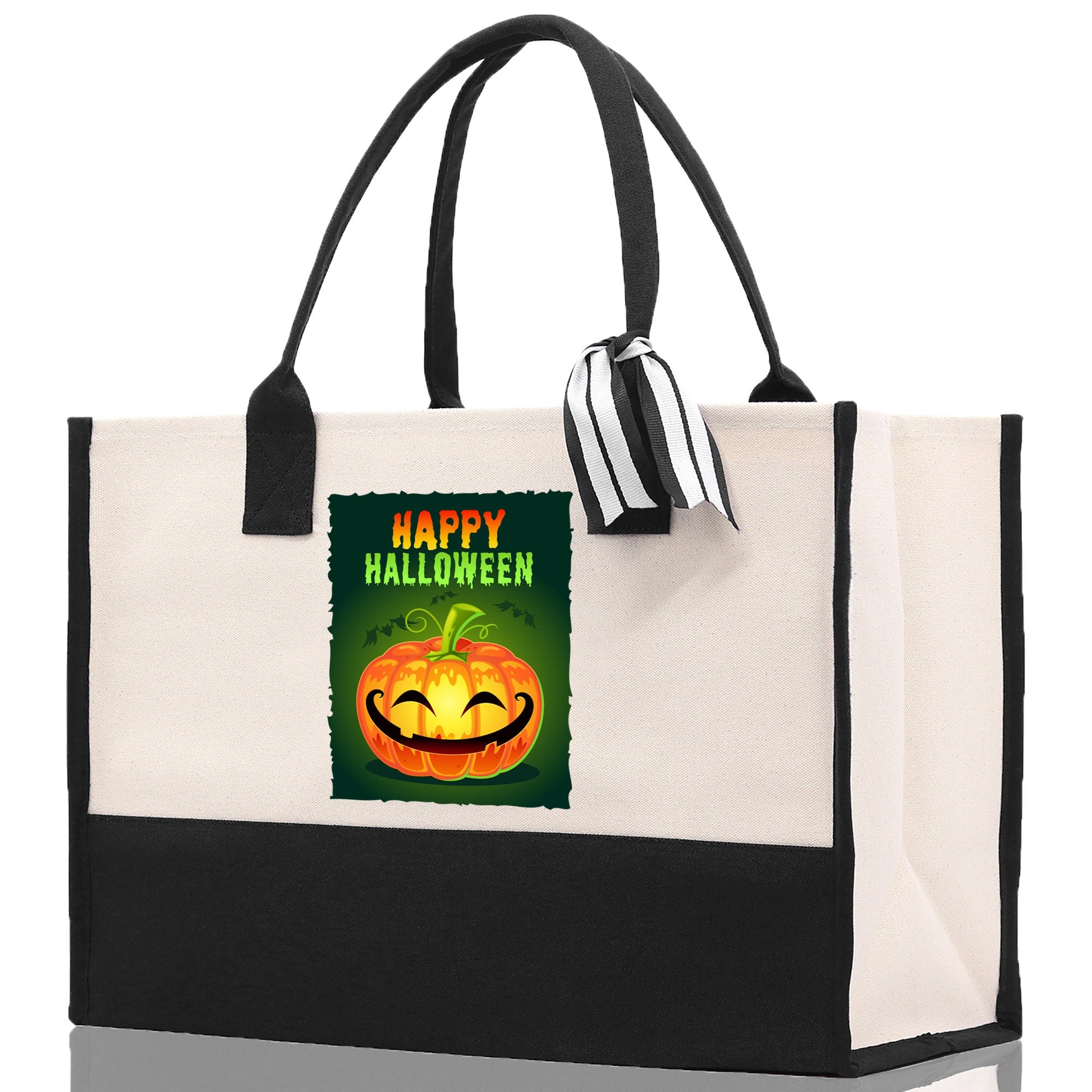 Halloween Trick or Treat Tote Bag Halloween Tote Bag for Kids Halloween Gift Halloween Candy Bag Halloween Doodles Cute Canvas Tote Bag