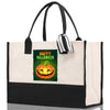 Halloween Trick or Treat Tote Bag Halloween Tote Bag for Kids Halloween Gift Halloween Candy Bag Halloween Doodles Cute Canvas Tote Bag