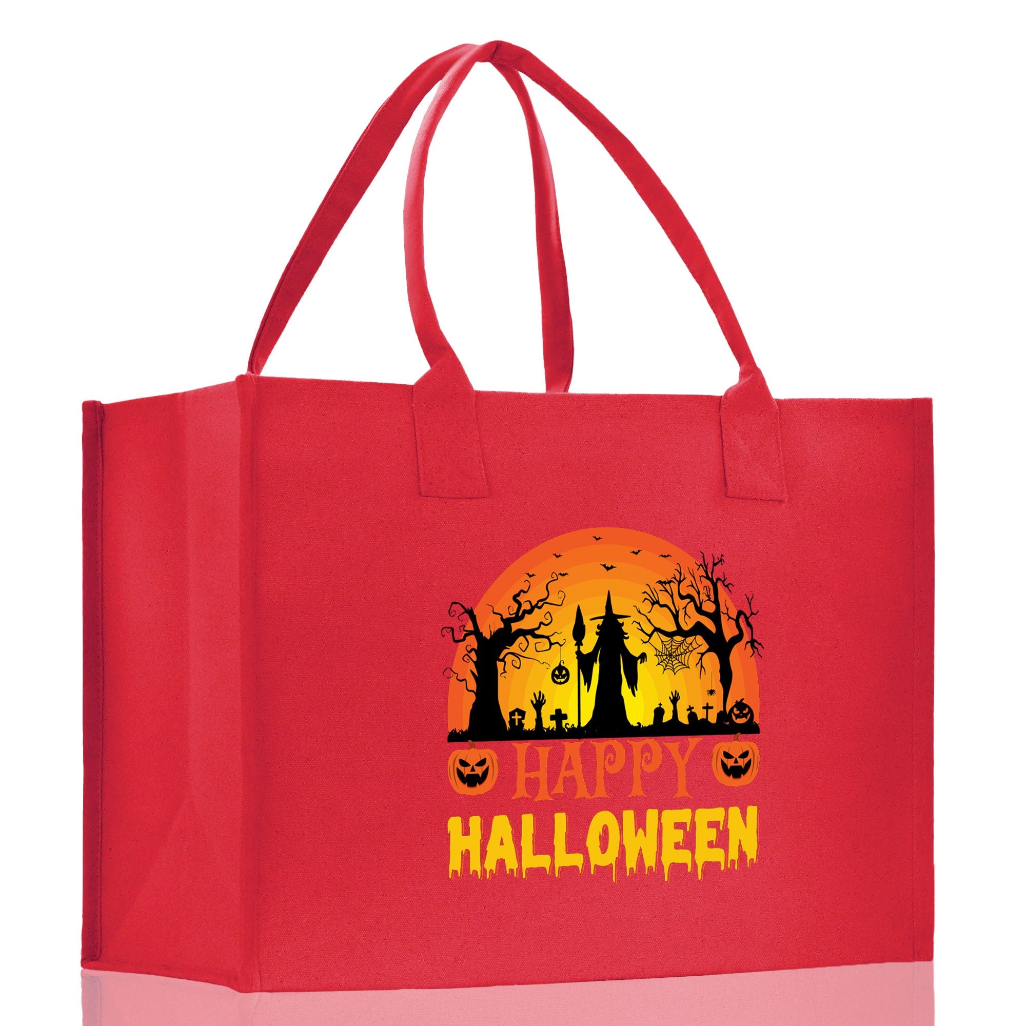 Halloween Trick or Treat Tote Bag Halloween Tote Bag for Kids Halloween Gift Halloween Candy Bag Halloween Doodles Cute Canvas Tote Bag