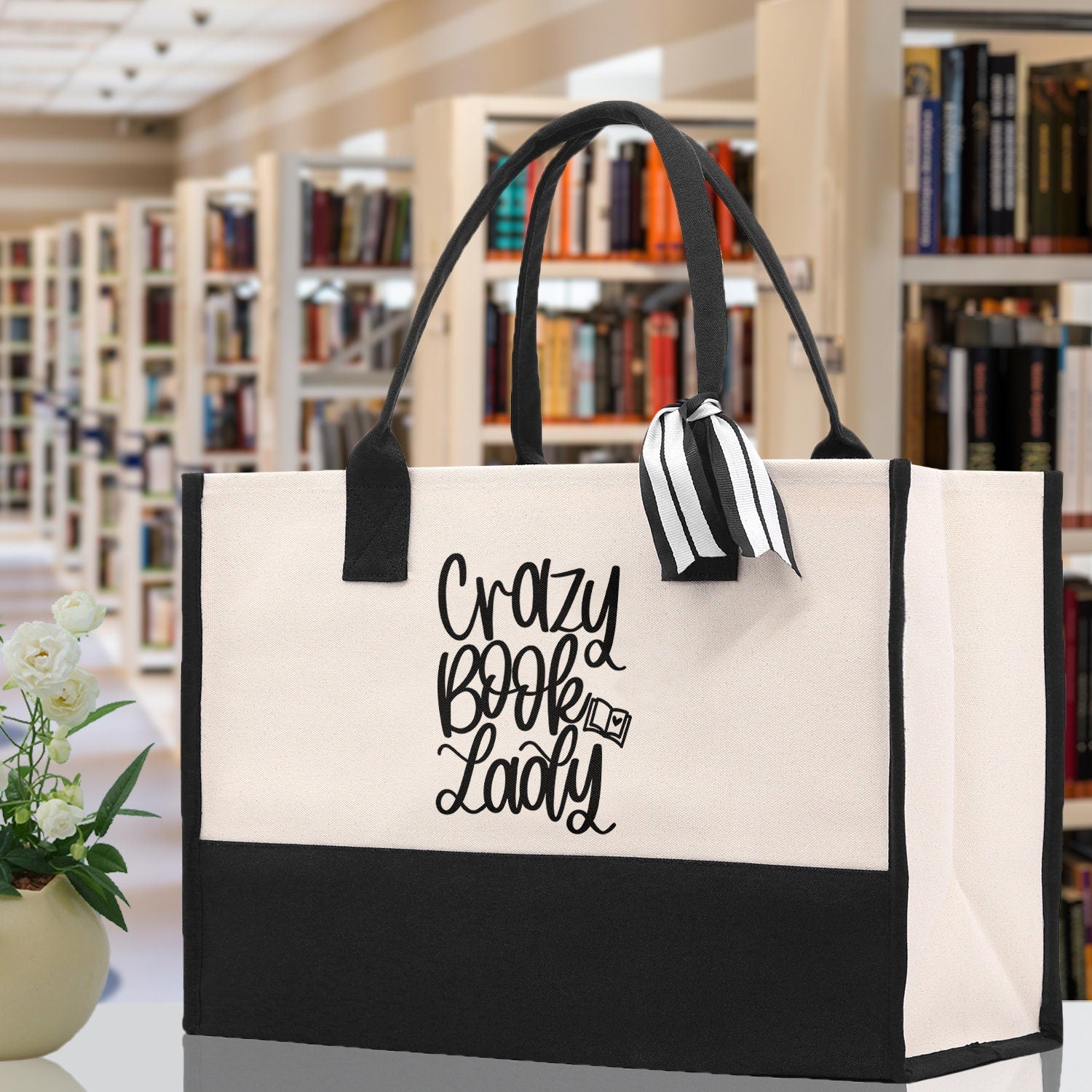 Crazy Book Lady Tote Bag Bookworm Gift Book Quotes Party Gift Book Lover Tote Book Canvas Tote Bag Birthday Gift Library Bag Grocery Bag