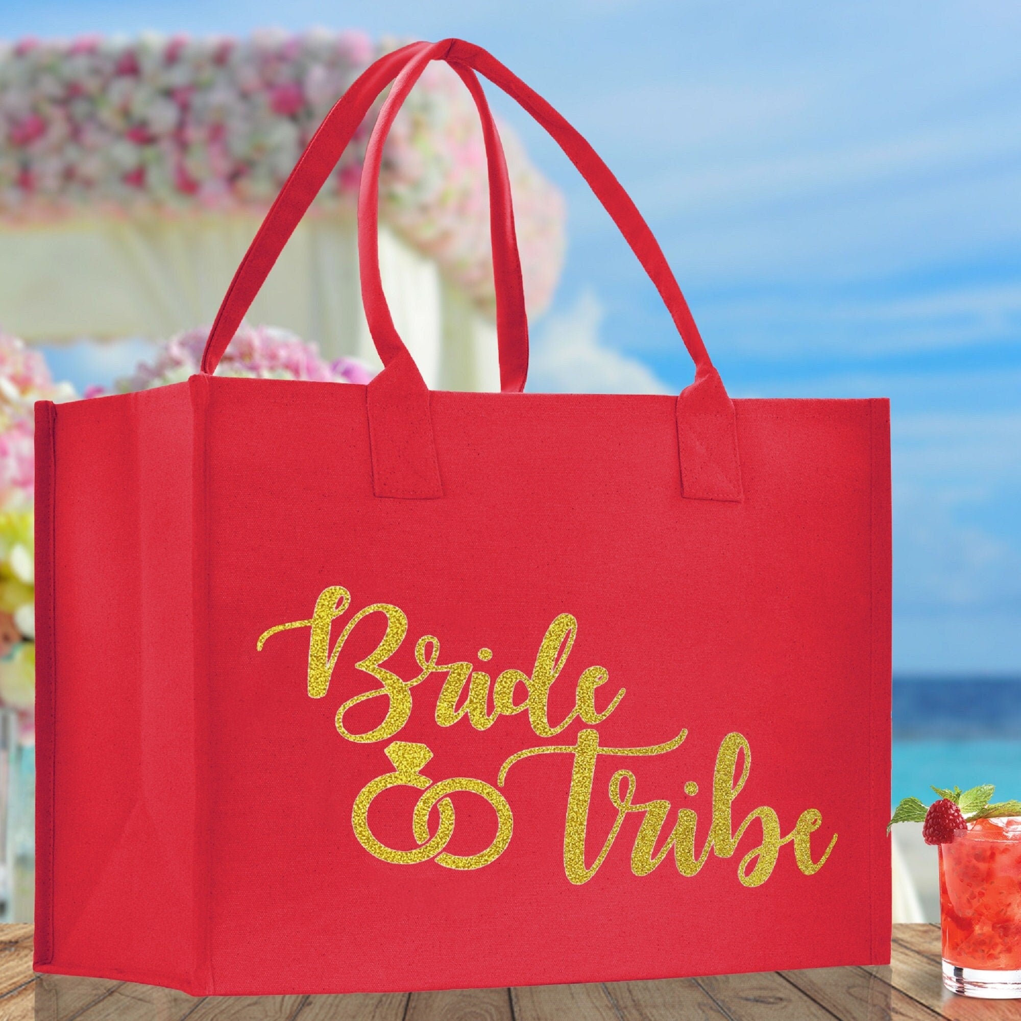 Bride & Tribe Large Print Tote Bag 100% Cotton Canvas Bridal Party Tote Bachelorette Bag Bridal Chic Tote Bags Wedding Totes