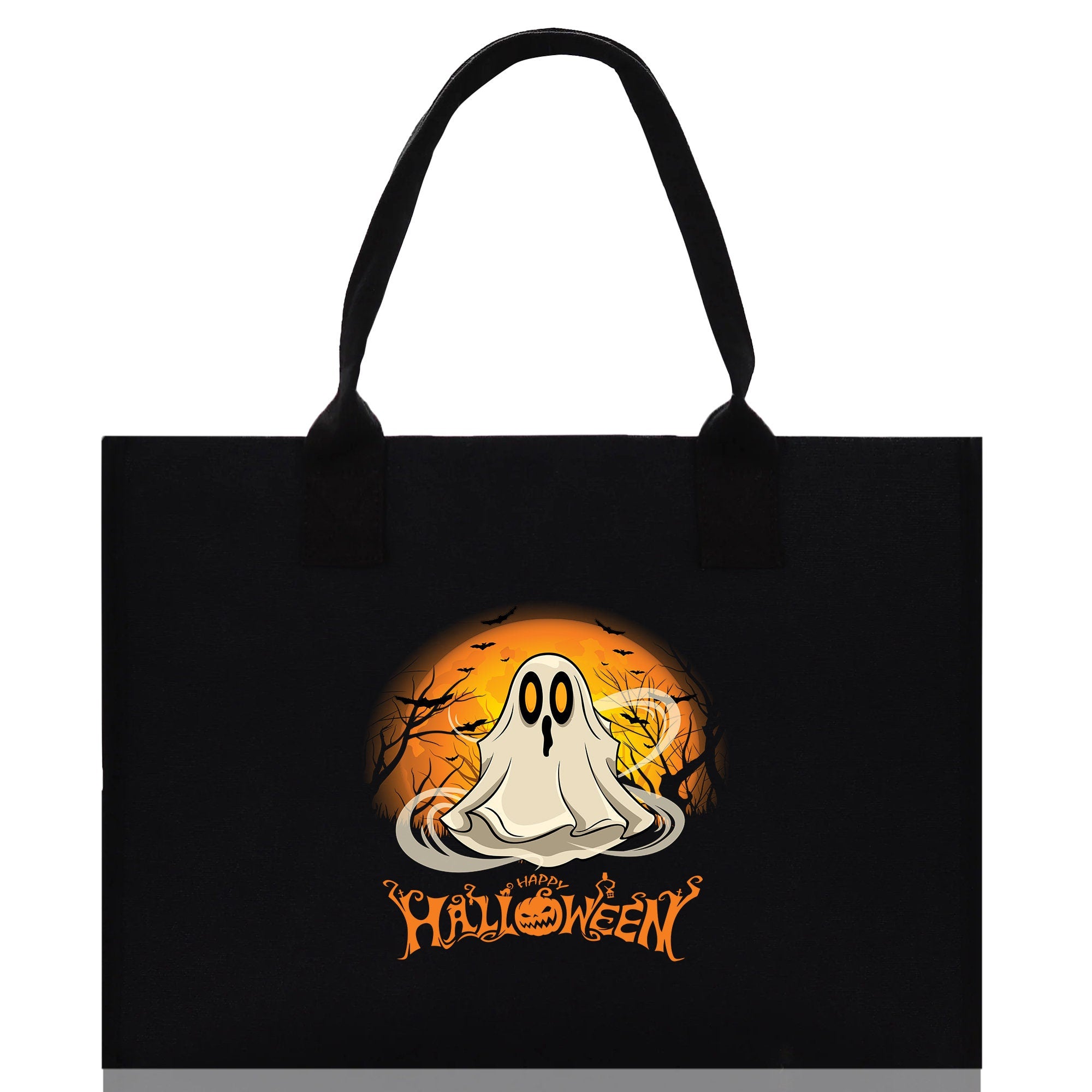 Halloween Trick or Treat Tote Bag Halloween Tote Bag for Kids Halloween Gift Halloween Candy Bag Halloween Doodles Cute Canvas Tote Bag