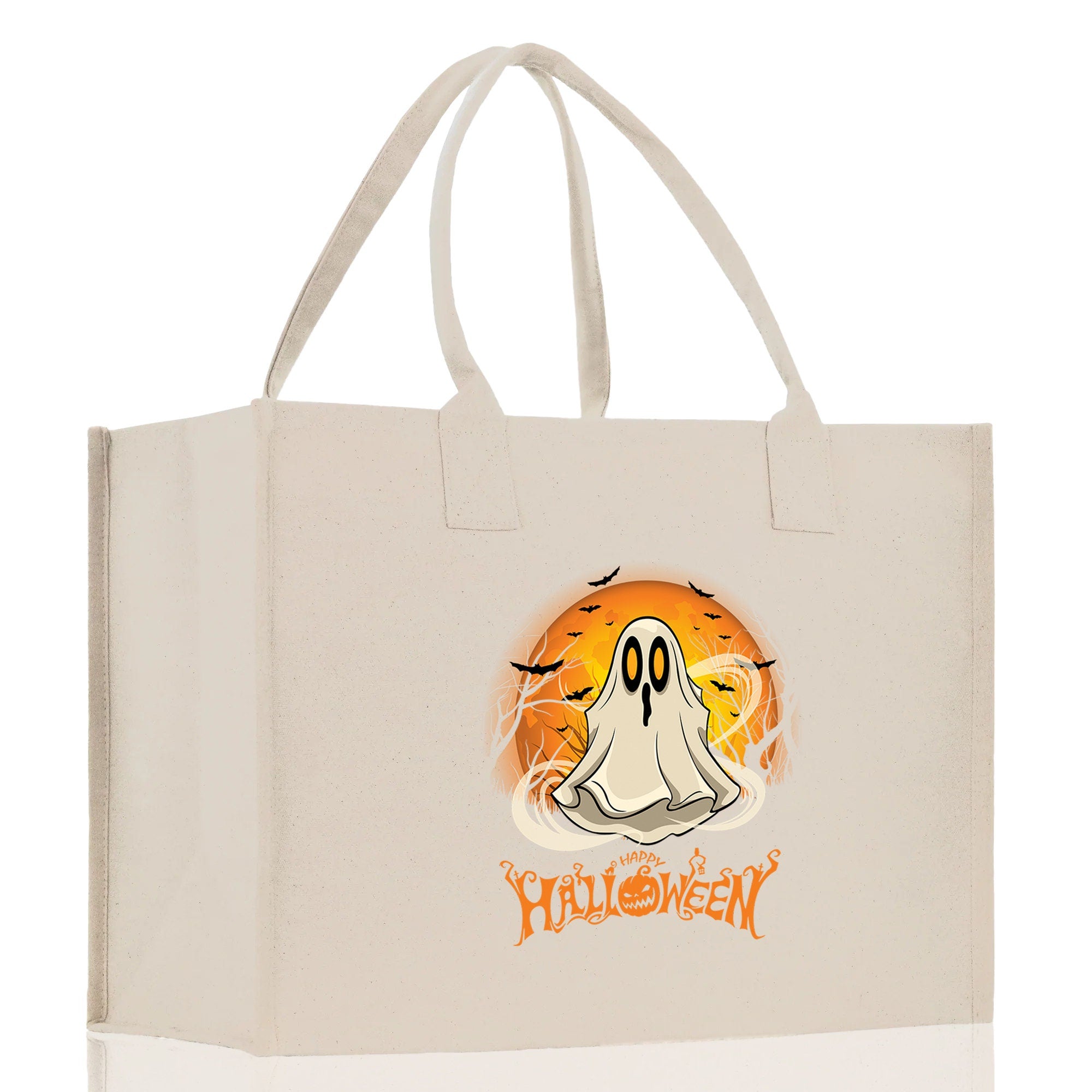 Halloween Trick or Treat Tote Bag Halloween Tote Bag for Kids Halloween Gift Halloween Candy Bag Halloween Doodles Cute Canvas Tote Bag