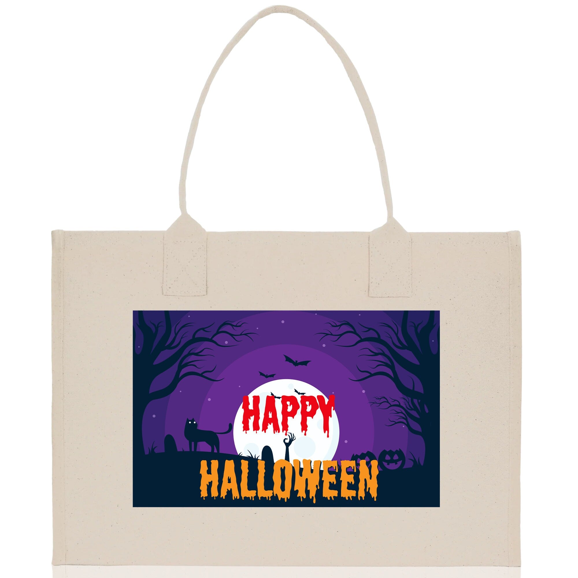 Halloween Trick or Treat Tote Bag Halloween Tote Bag for Kids Halloween Gift Halloween Candy Bag Halloween Doodles Cute Canvas Tote Bag