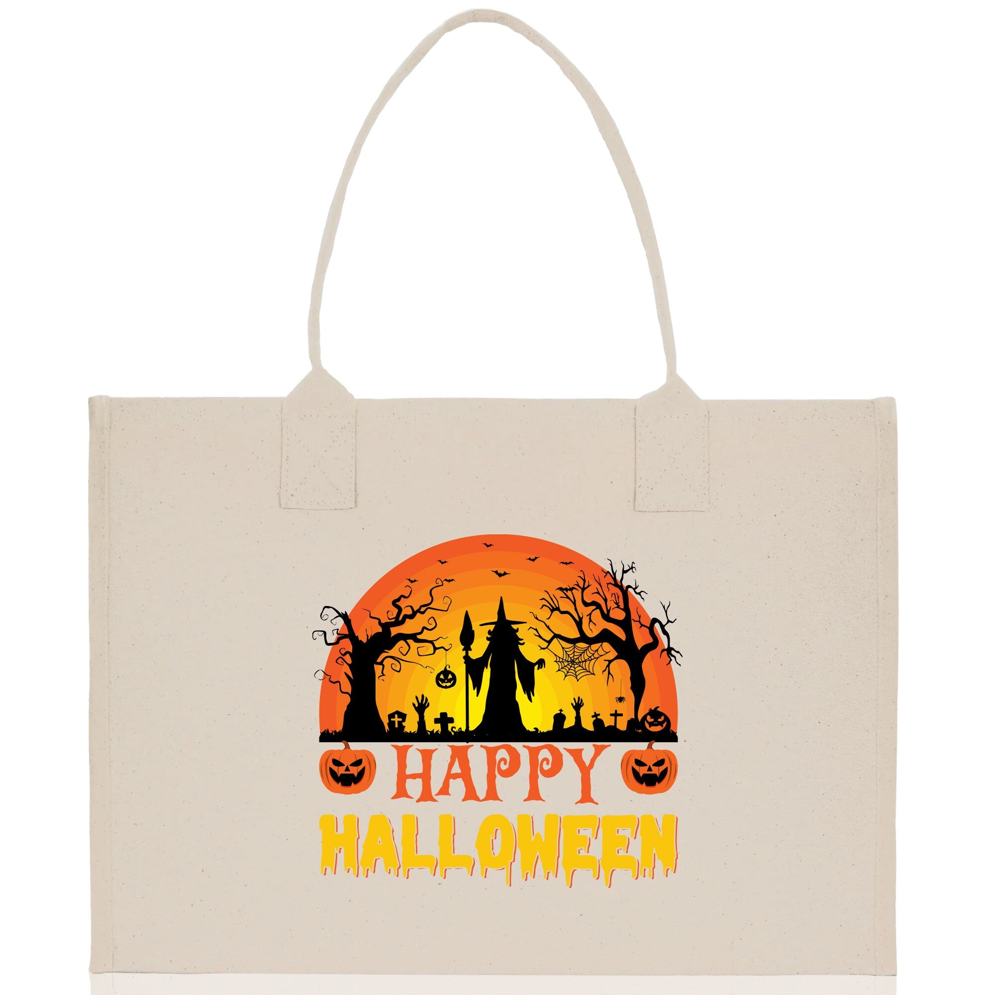 Halloween Trick or Treat Tote Bag Halloween Tote Bag for Kids Halloween Gift Halloween Candy Bag Halloween Doodles Cute Canvas Tote Bag