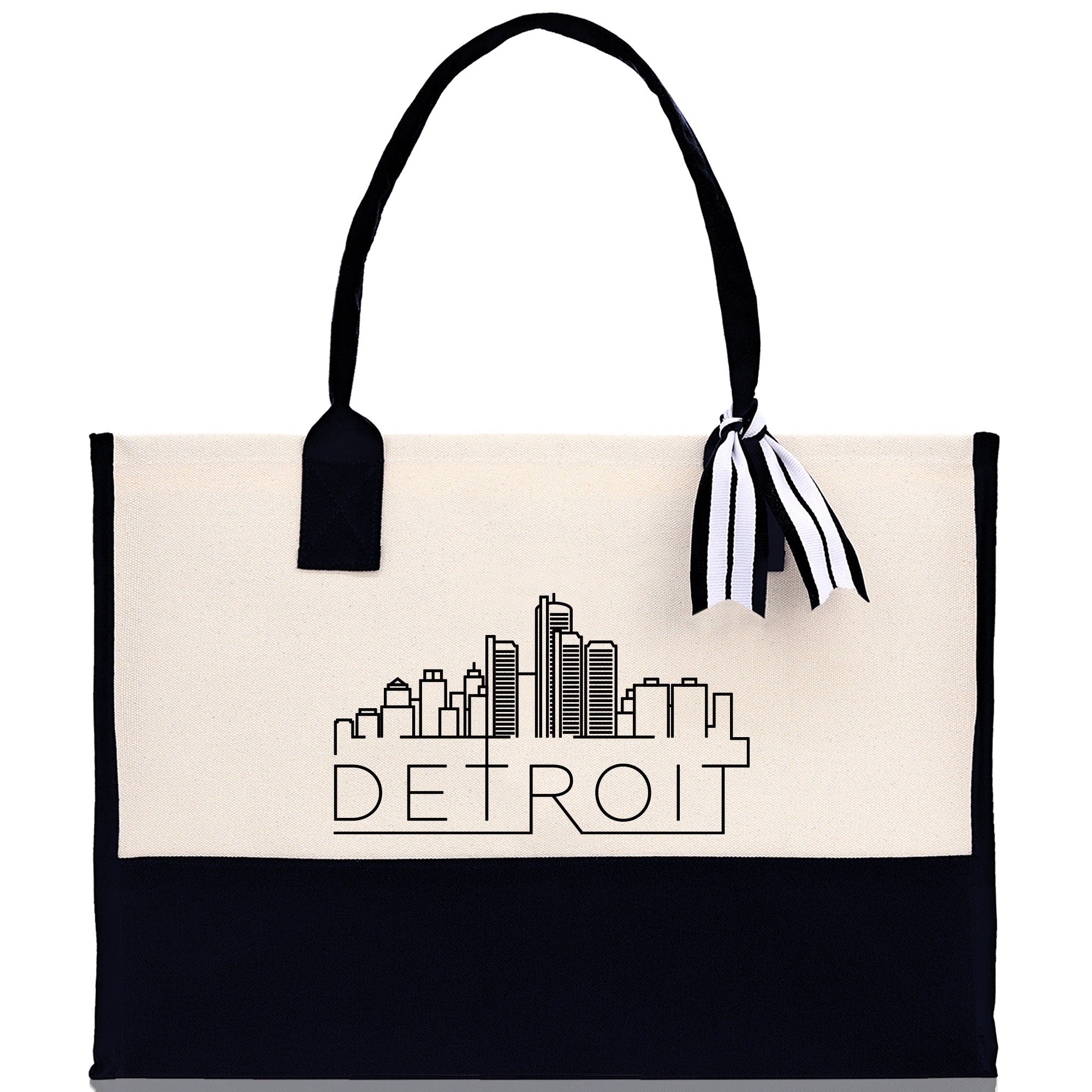 Detroit Cotton Canvas Tote Bag Travel Vacation Tote Employee and Client Gift Wedding Favor Birthday Welcome Tote Bag Bridesmaid Gift