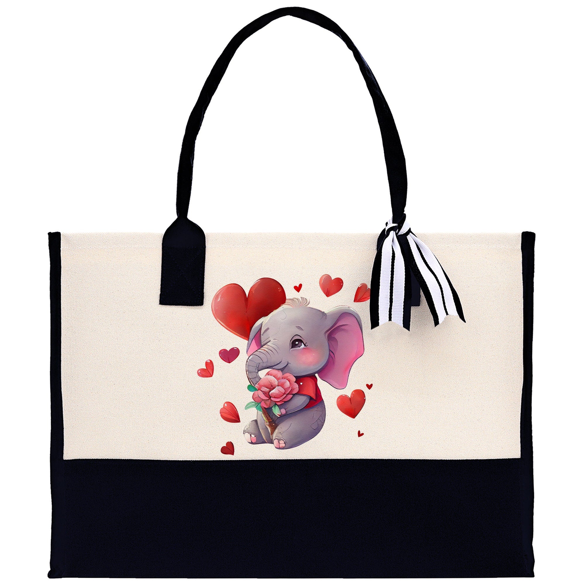 Cute Elephant Heart Valentine's day gifts for her True Love Tote Bag  Custom Gift Bag Valentine Elephant TMC-L-VD1001
