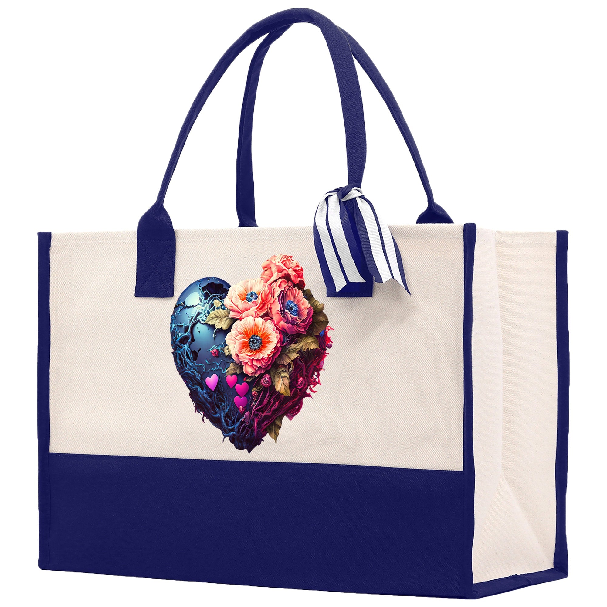 Purple Heart Flowers Valentine's day gifts for her True Love Tote Bag Custom Gift Bag Valentine TMC-L-VD1007