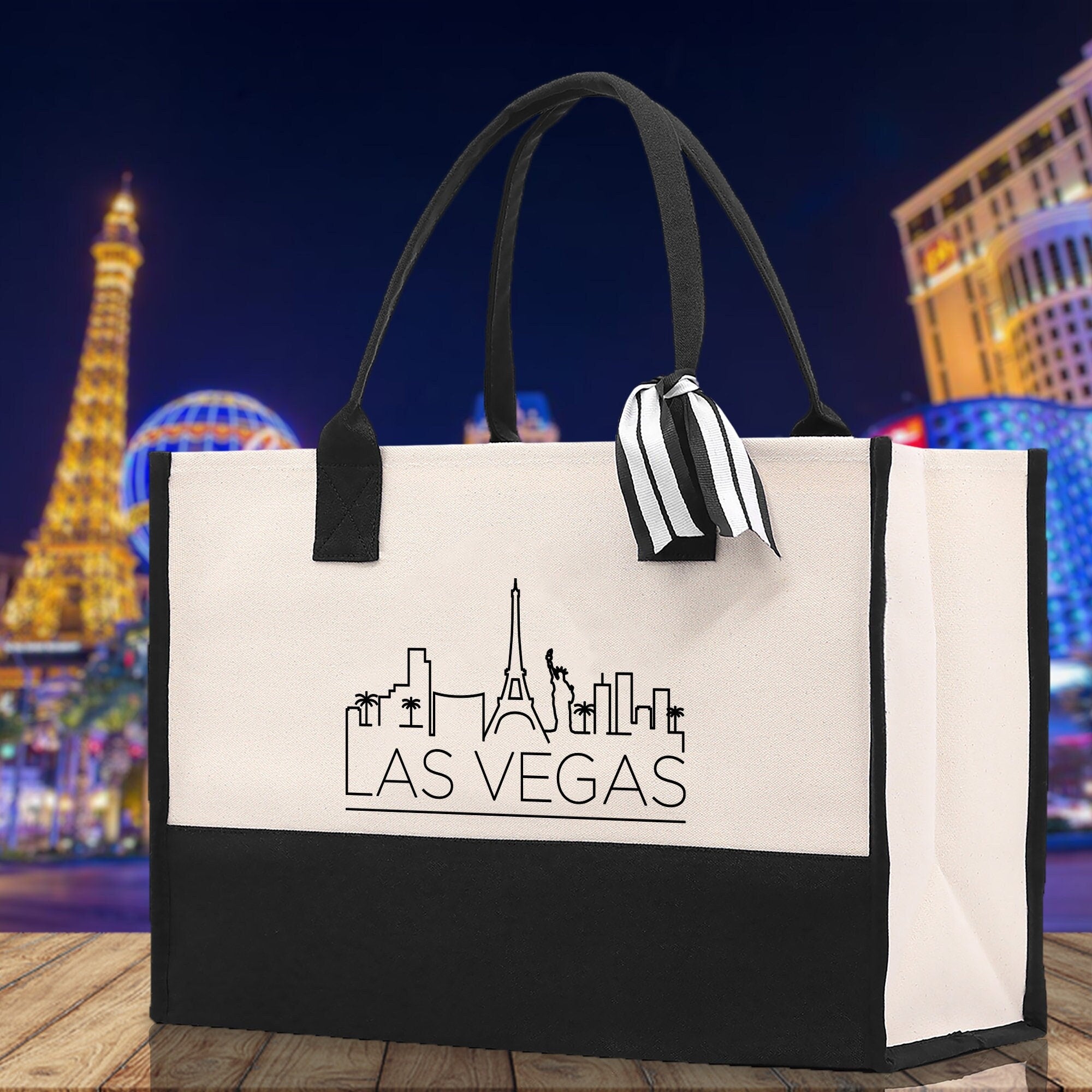 Las Vegas Cotton Canvas Tote Bag Travel Vacation Tote Employee and Client Gift Wedding Favor Birthday Welcome Tote Bag Bridesmaid Gift
