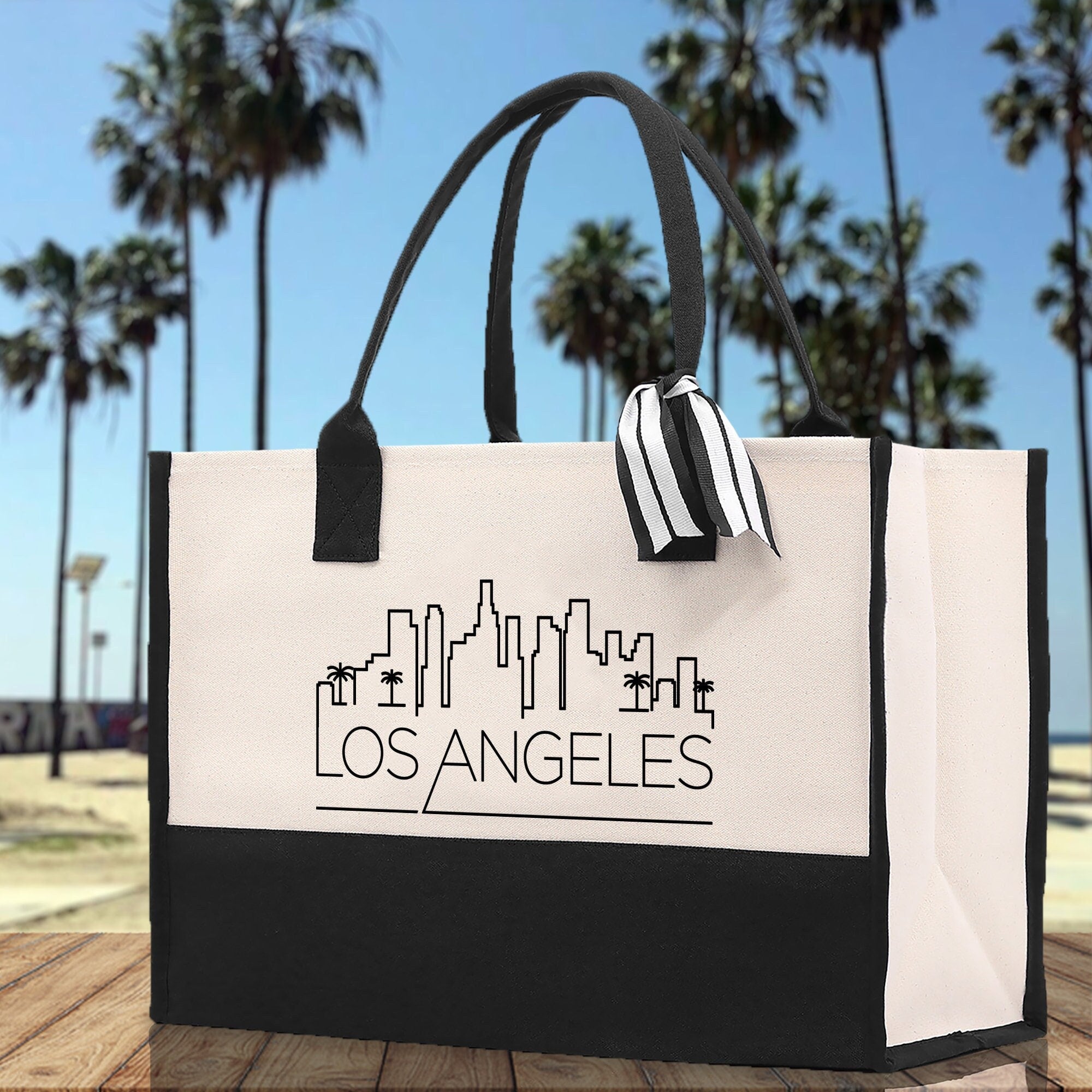Los Angeles Cotton Canvas Tote Bag LA Travel Vacation Tote Employee and Client Gift Wedding Favor Birthday Welcome Tote Bag Bridesmaid Gift
