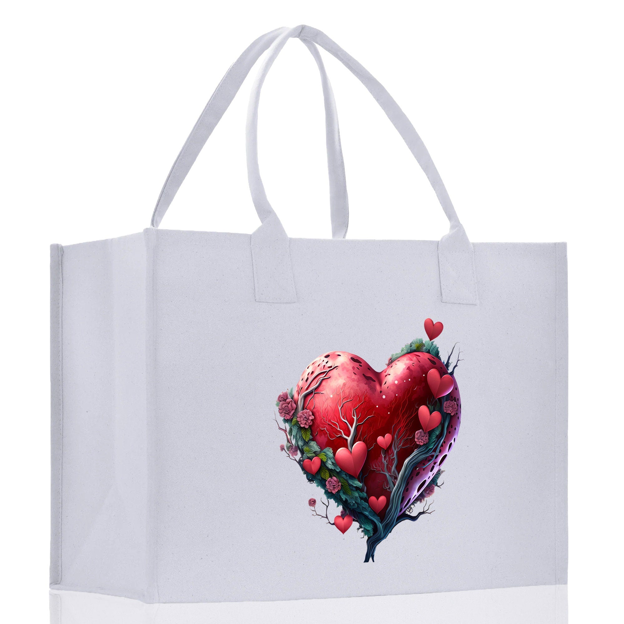 Heart Canvas Tote Bag Happy Valentines Day Gift for Her Love Tote Bag Lovers Gift Mother Day Gift Cute Valentines Gift