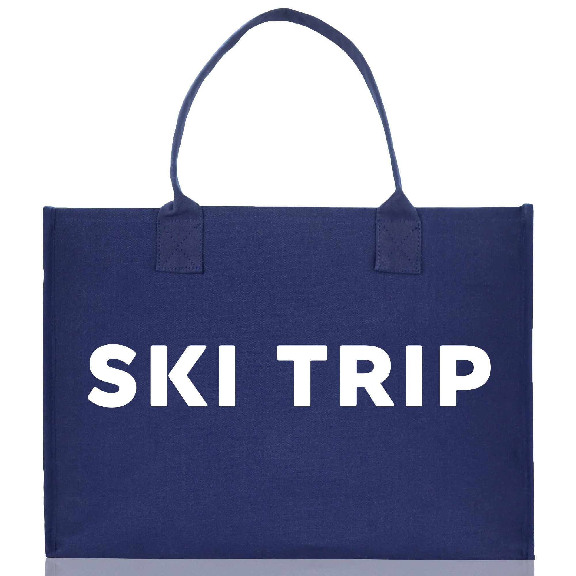 Ski Trip Cotton Canvas Chic Beach Tote Bag Multipurpose Tote Weekender Tote Gift for Her Outdoor Tote Vacation Tote Large Beach Bag