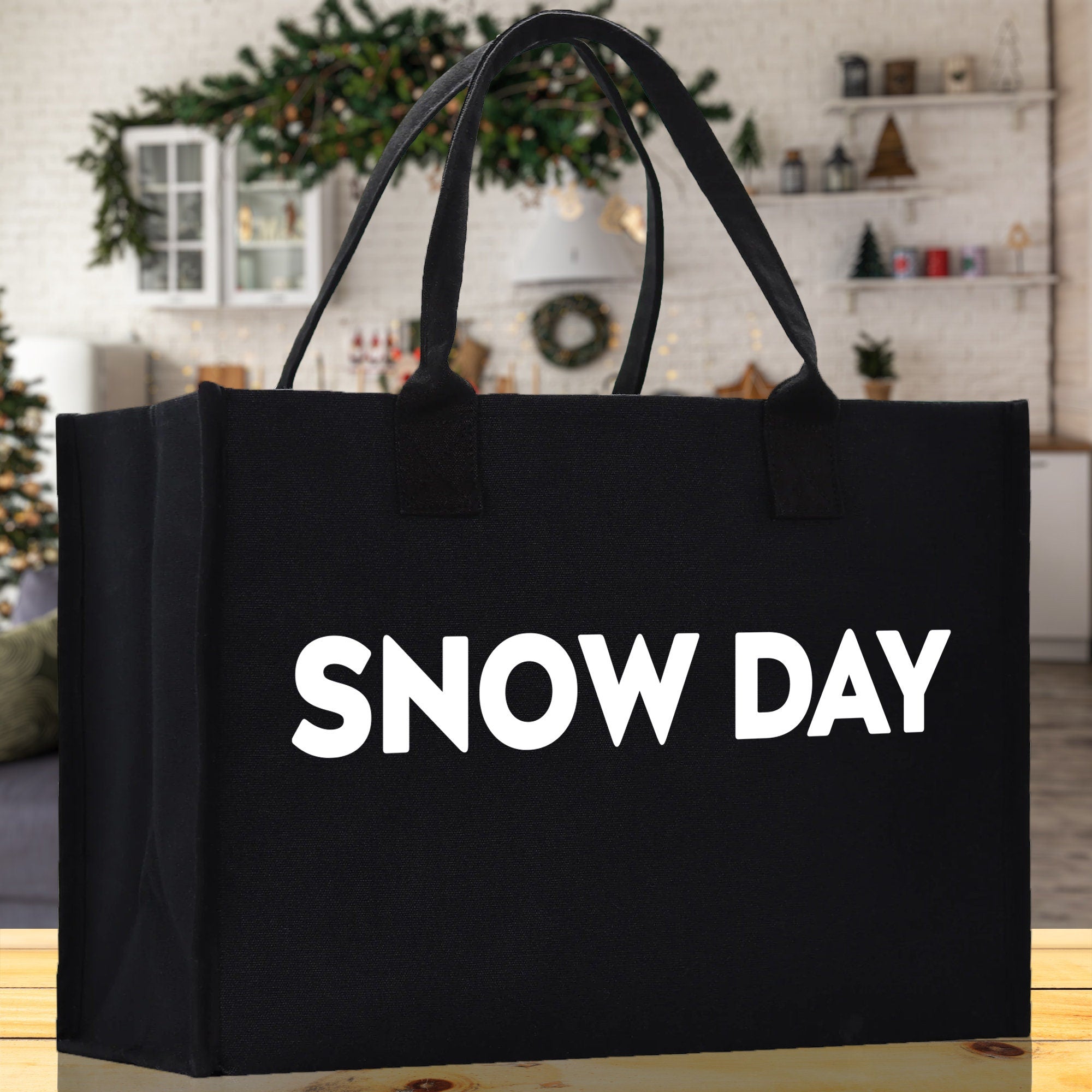 Snow Day Cotton Canvas Chic Beach Tote Bag Multipurpose Tote Weekender Tote Gift for Her Outdoor Tote Vacation Tote Large Beach Bag