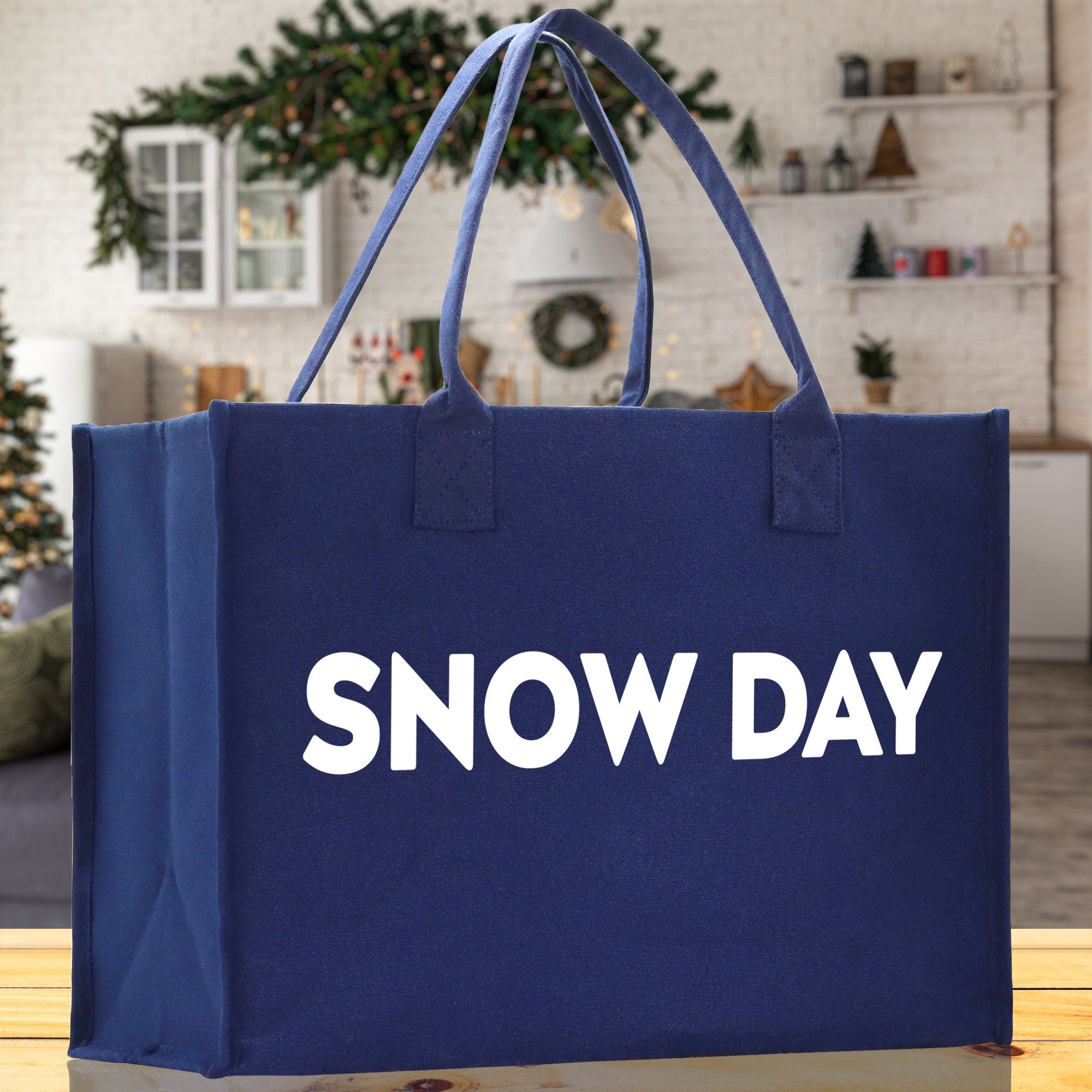 Snow Day Cotton Canvas Chic Beach Tote Bag Multipurpose Tote Weekender Tote Gift for Her Outdoor Tote Vacation Tote Large Beach Bag