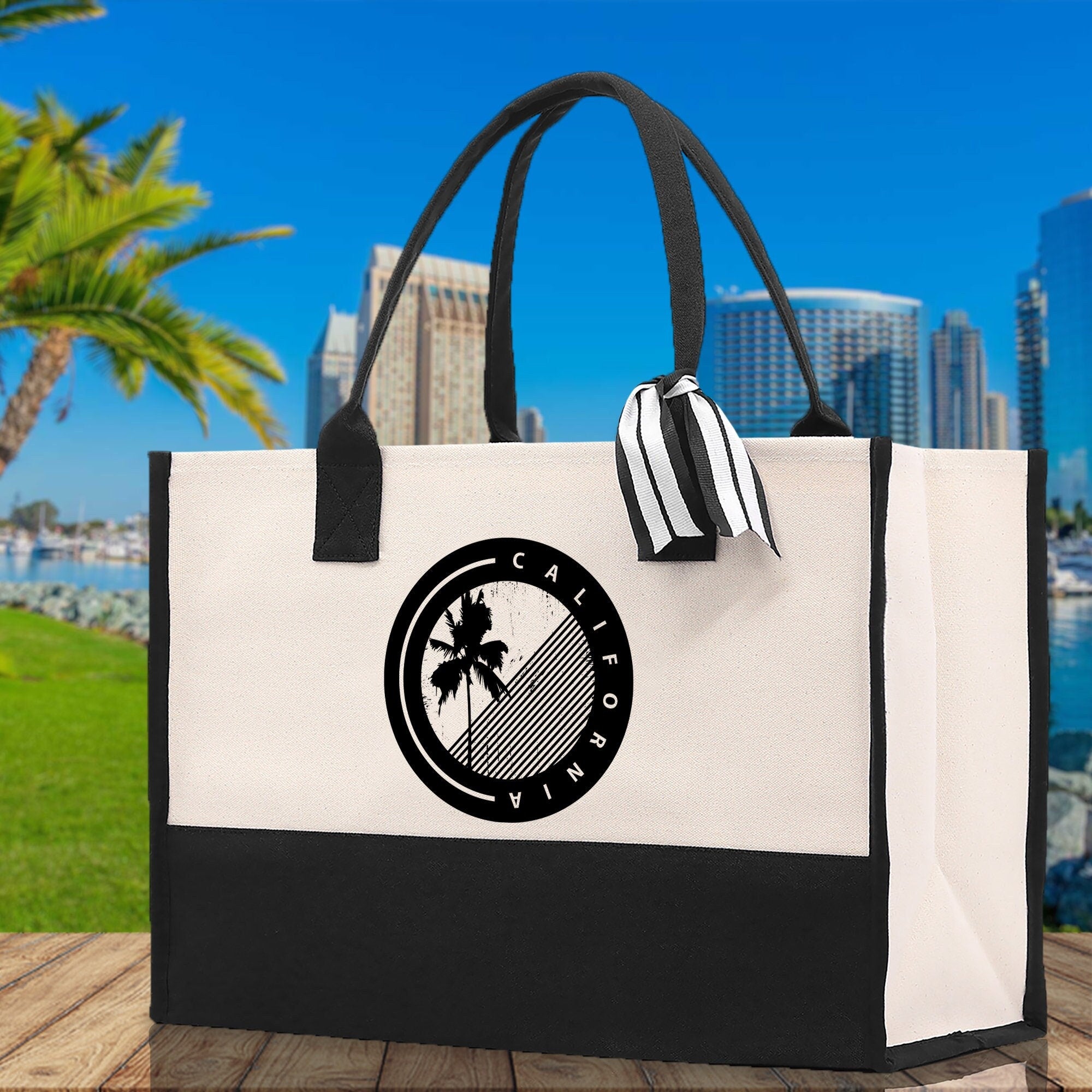 California Cotton Canvas Tote Bag CA Travel Vacation Tote Employee and Client Gift Wedding Favor Birthday Welcome Tote Bag Bridesmaid Gift