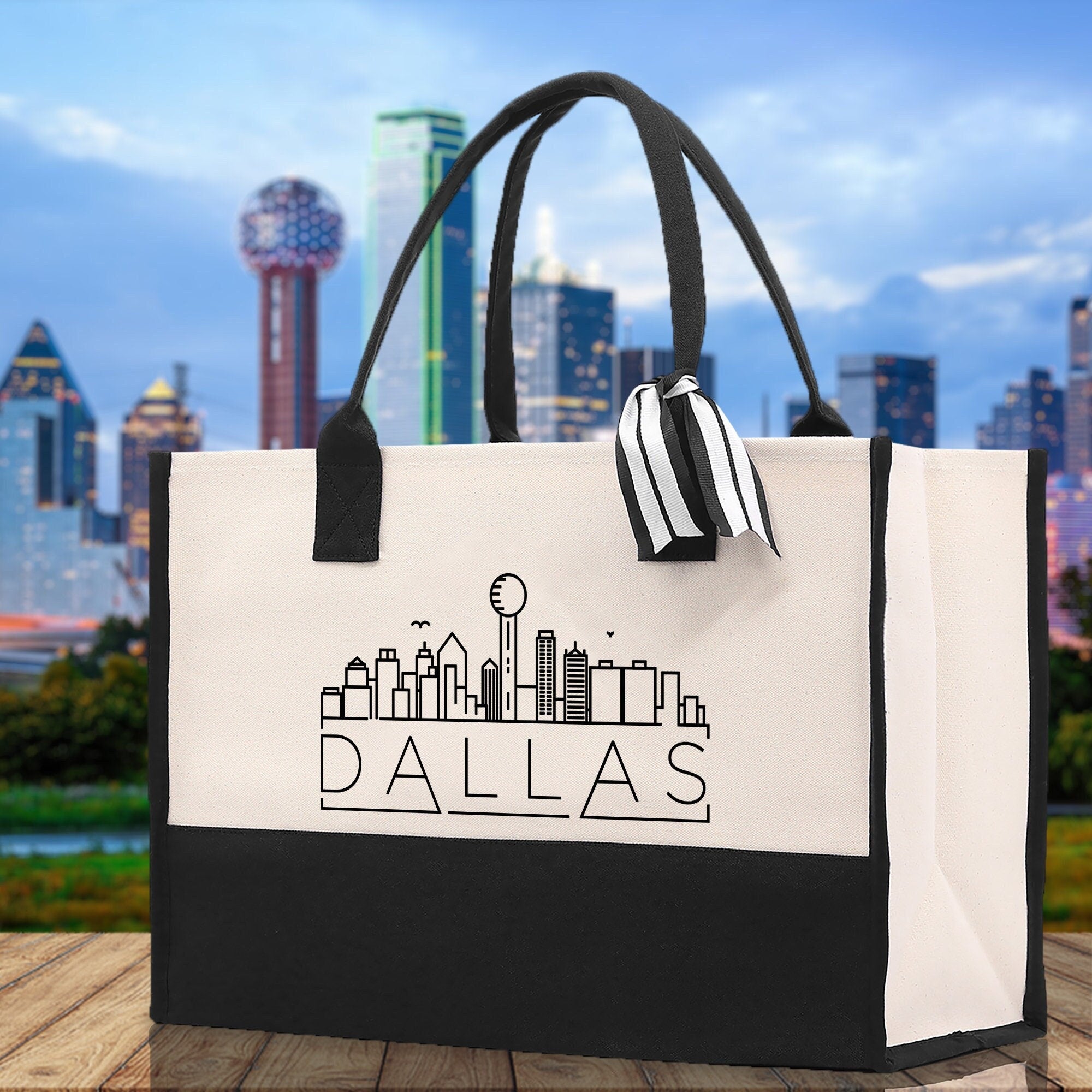 Dallas Cotton Canvas Tote Bag Travel Vacation Tote Employee and Client Gift Wedding Favor Birthday Welcome Tote Bag Bridesmaid Gift